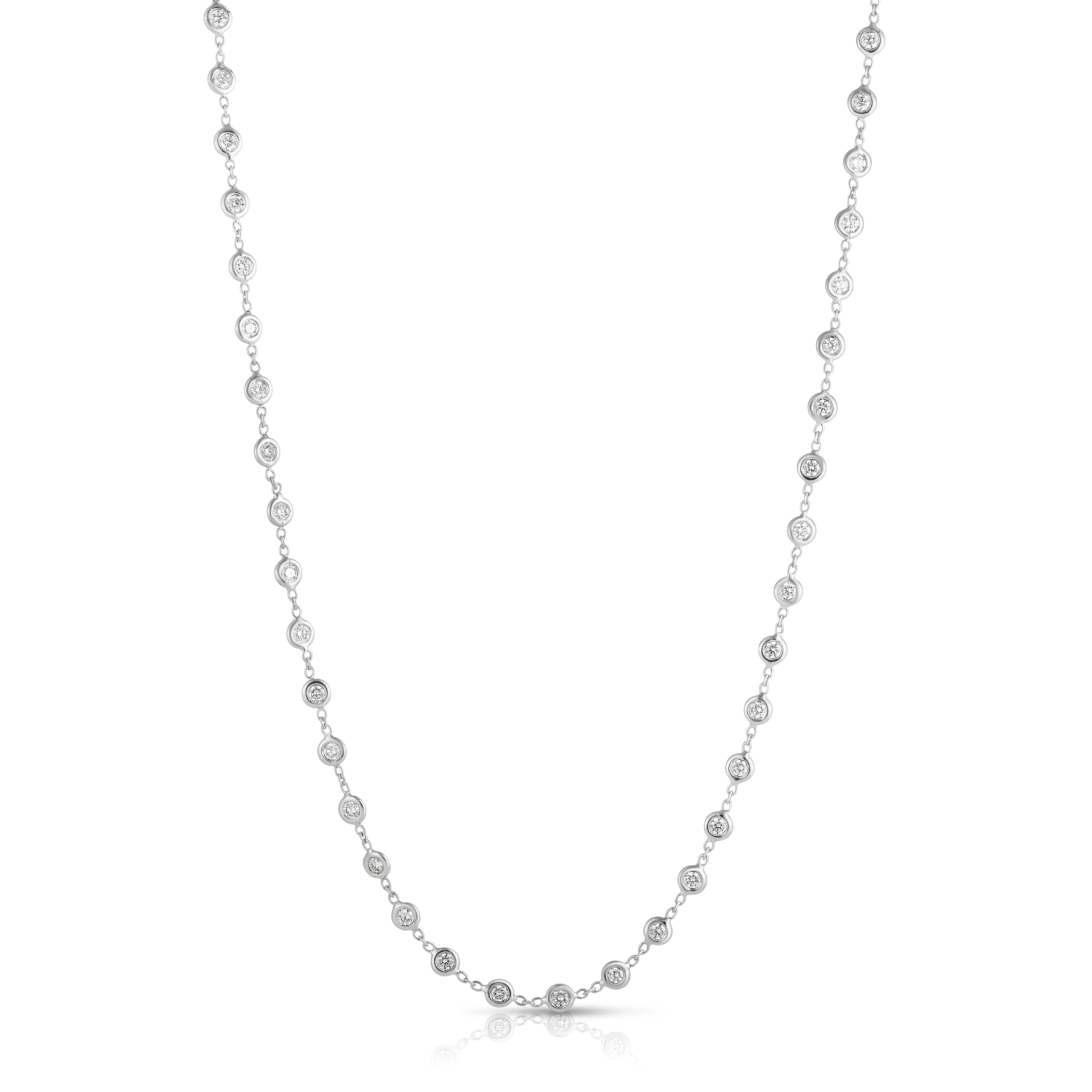 18k White Gold Diamonds By The Inch Continuous Station Necklace