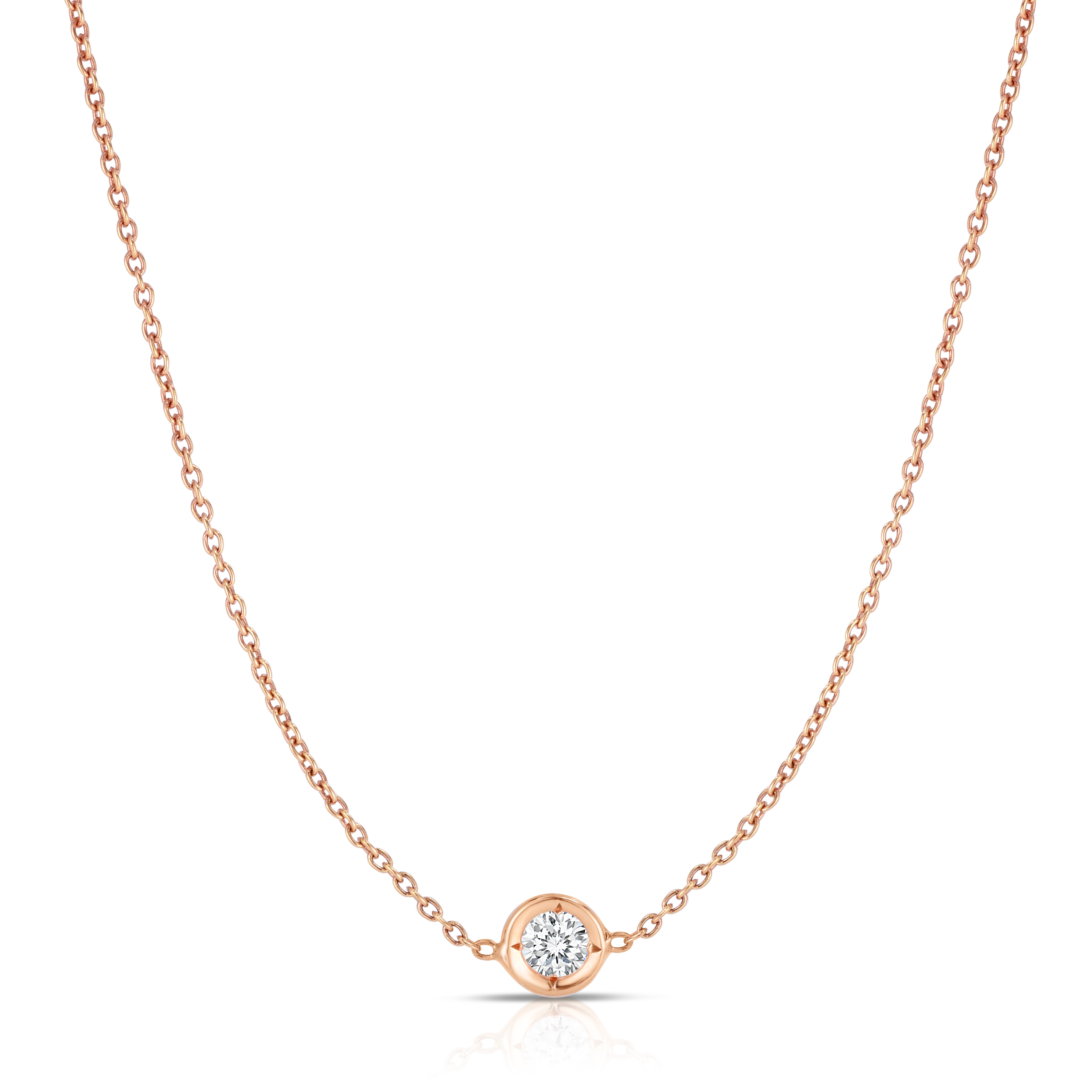 18k Rose Gold Diamonds By The Inch Single Station Necklace
