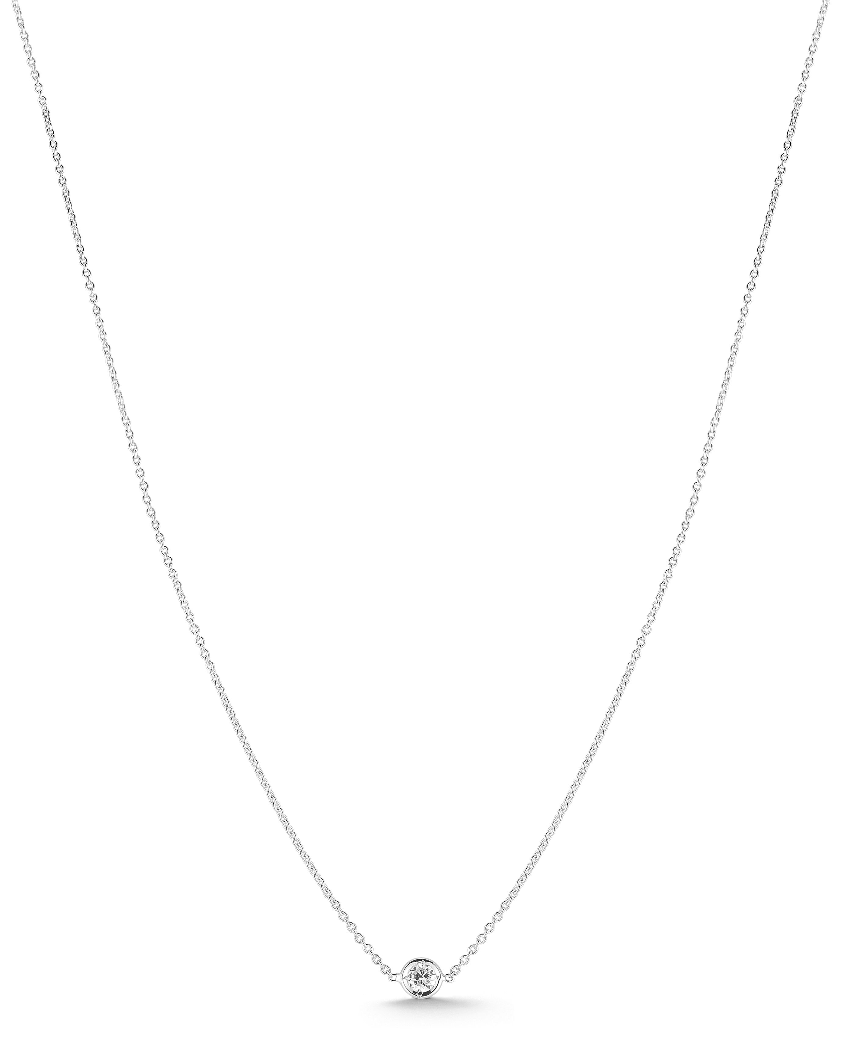 18k White Gold Diamonds By The Inch Single Station Necklace