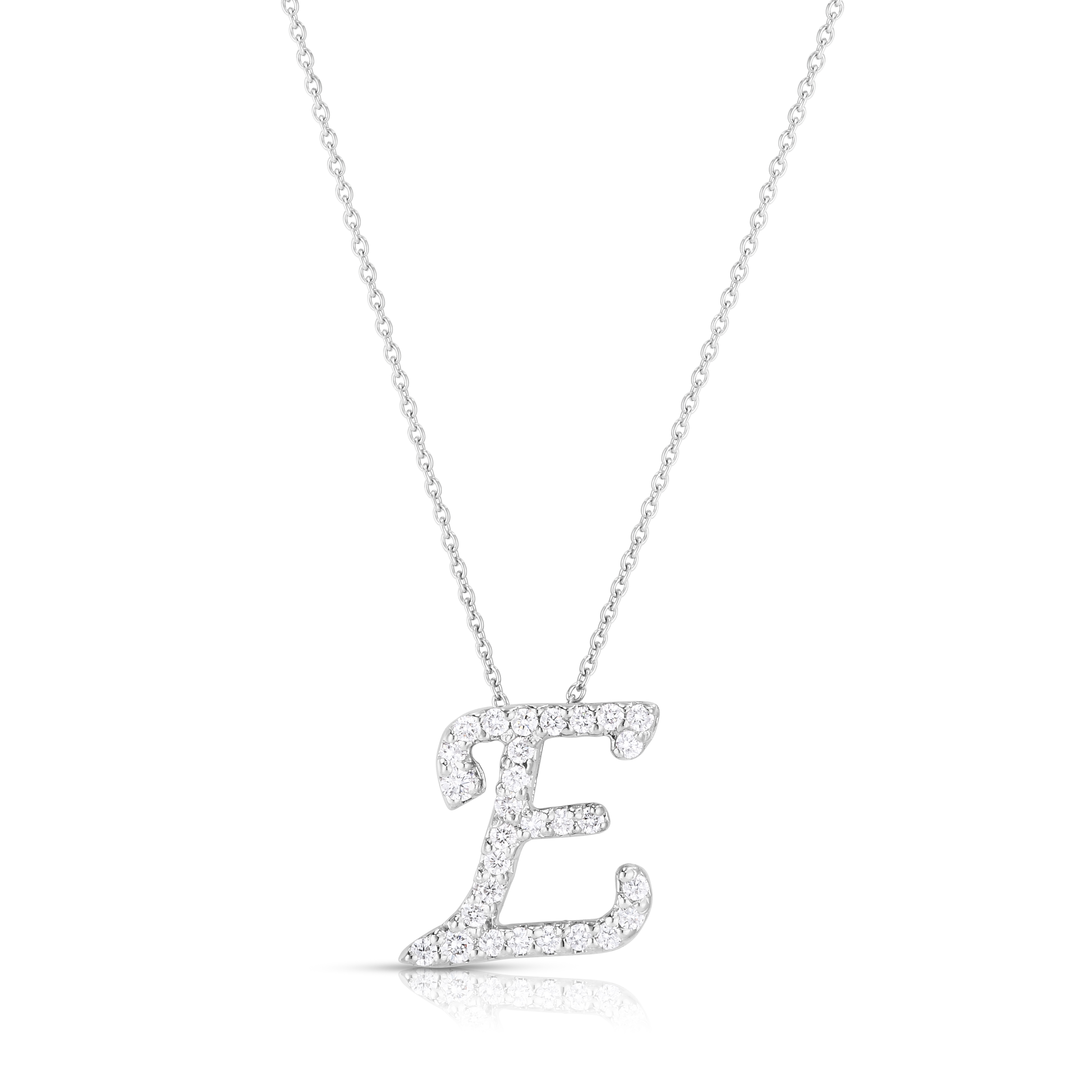 18k White Gold Tiny Treasures Diamond Cursive e Necklace