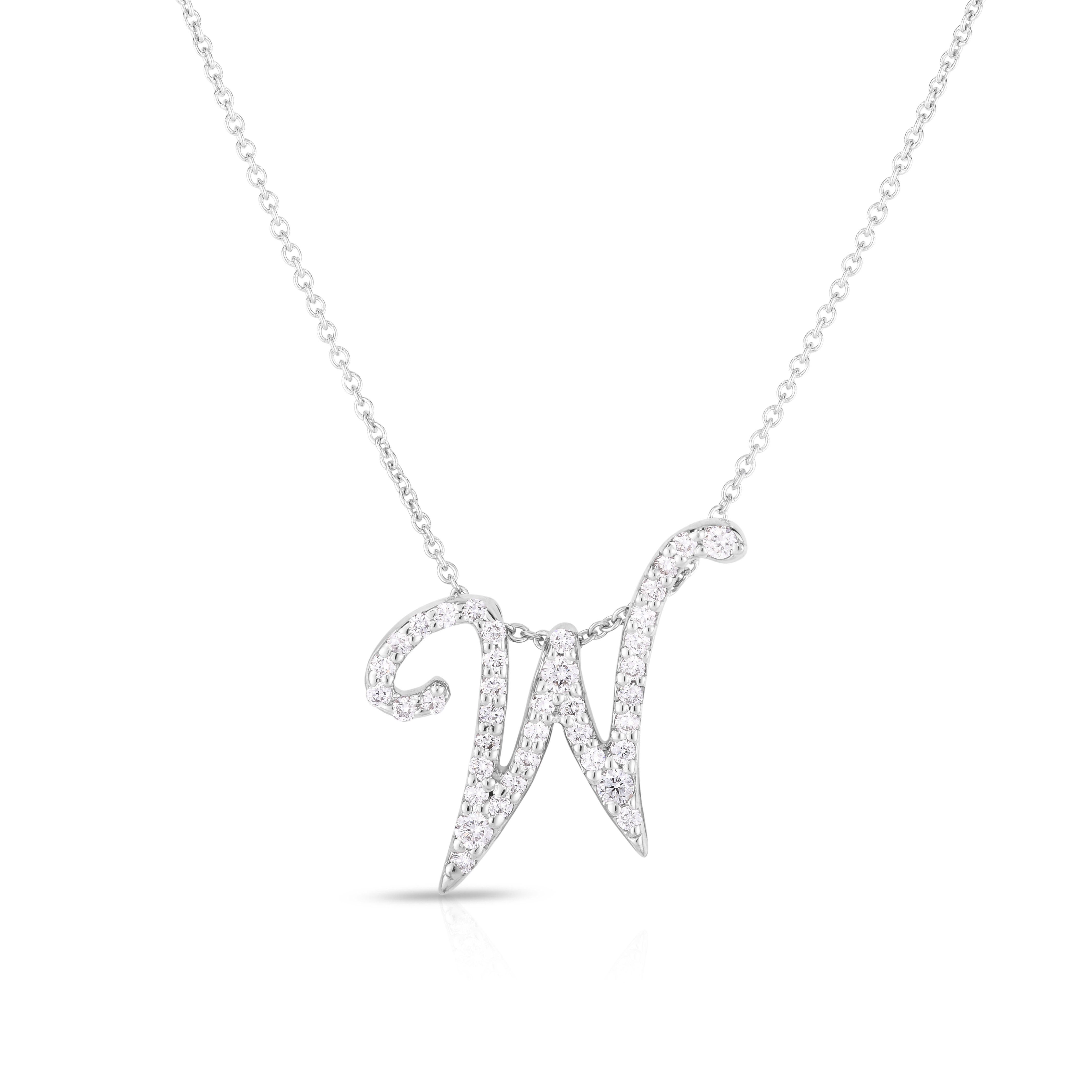 18k White Gold Tiny Treasures Diamond Cursive w Necklace