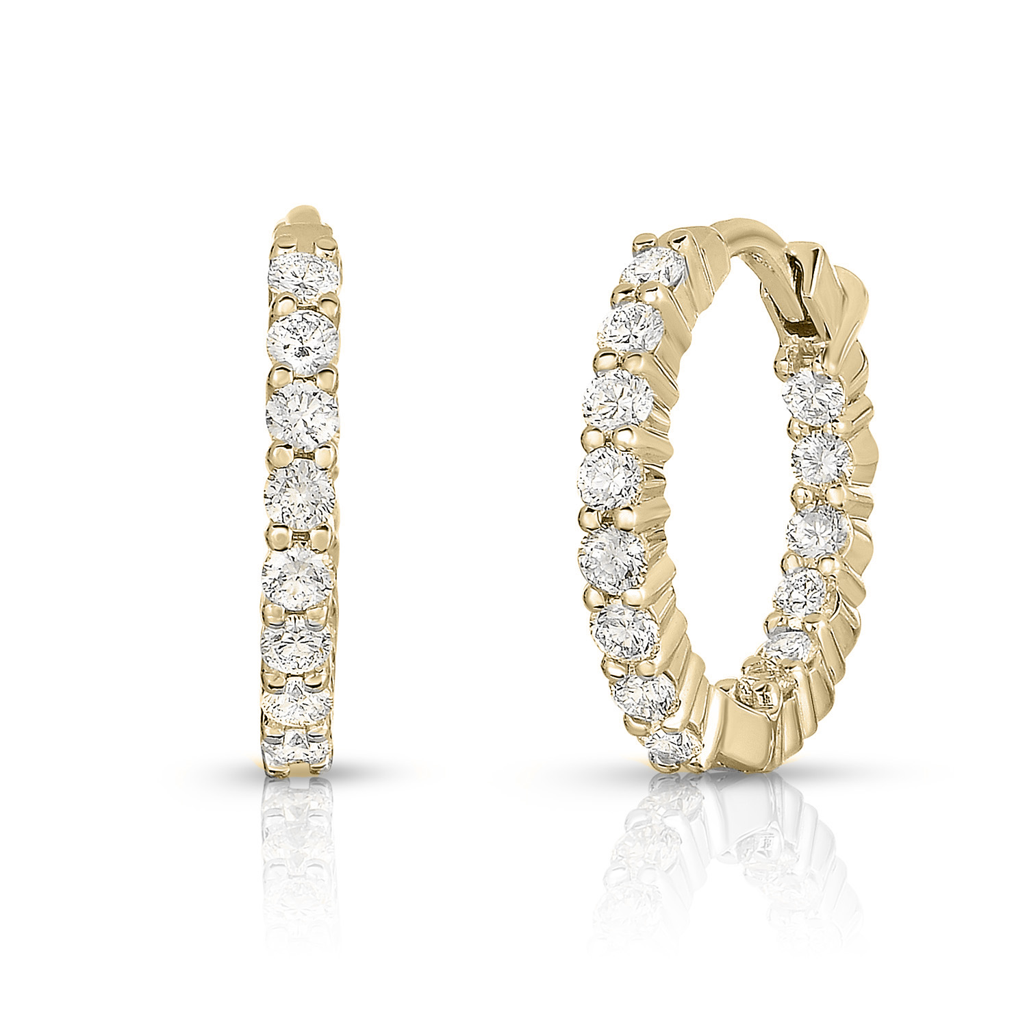 18k Yellow Gold The Perfect Diamond HoopÂ® Inside Outside Earrings