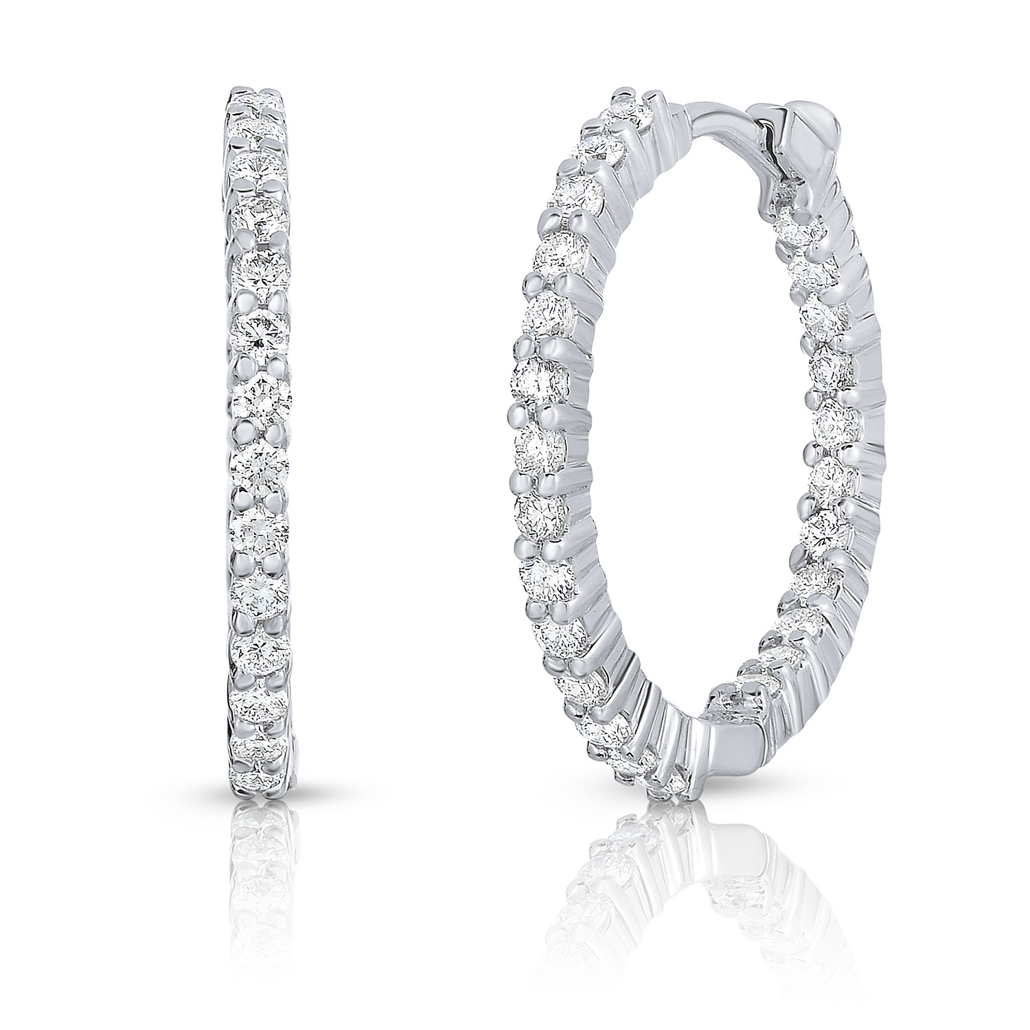 18k White Gold The Perfect Diamond Hoop® Inside Outside Earrings