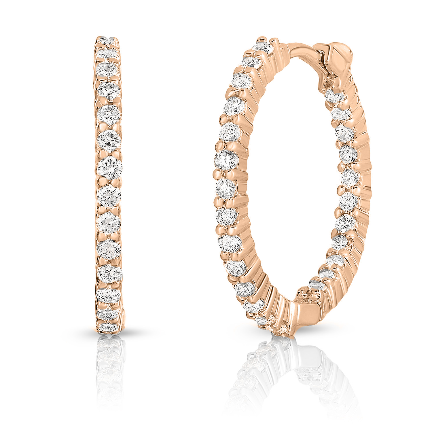 18k Rose Gold The Perfect Diamond Hoop® Inside Outside Earrings