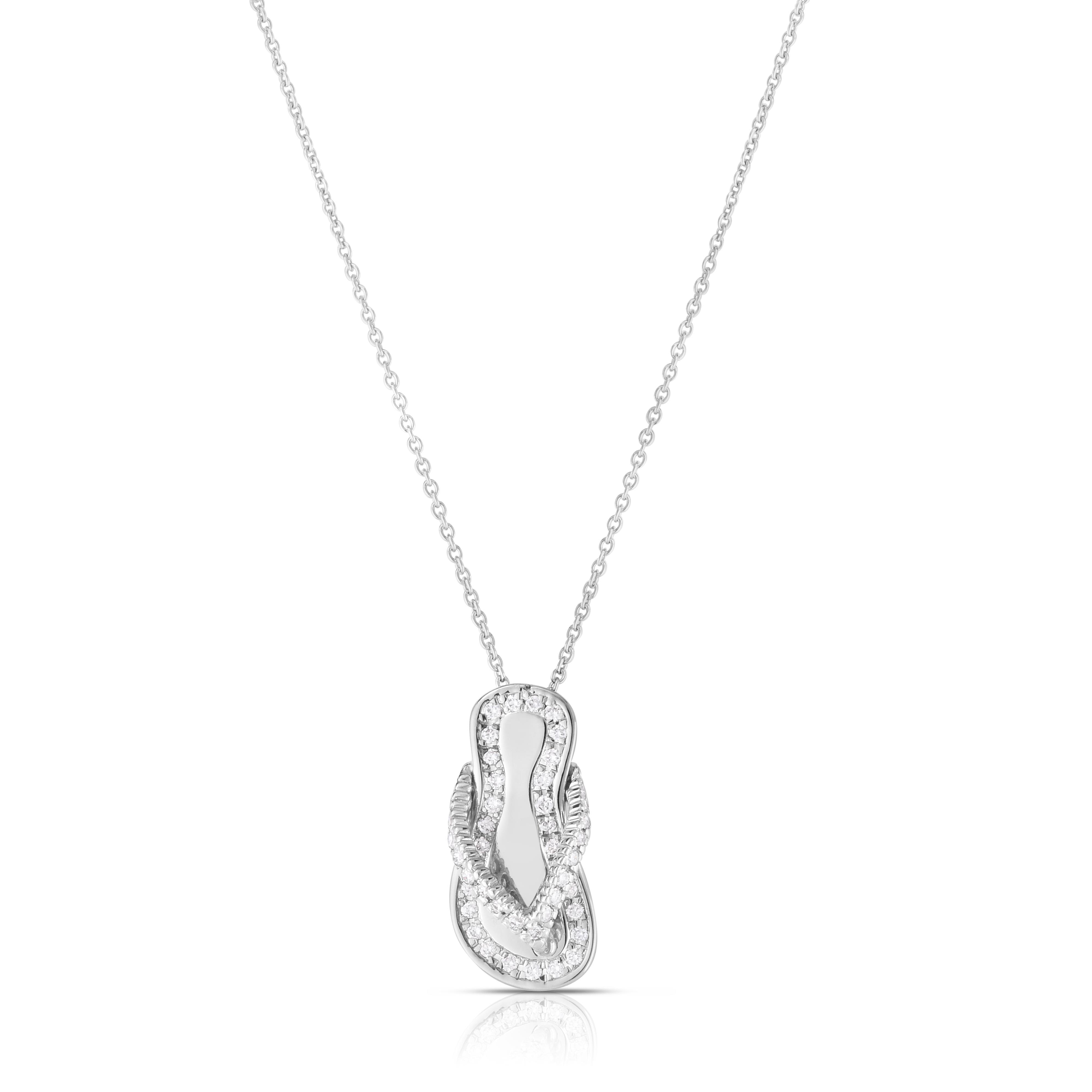 18k White Gold Tiny Treasures Diamond Flip Flop Sandal Necklace