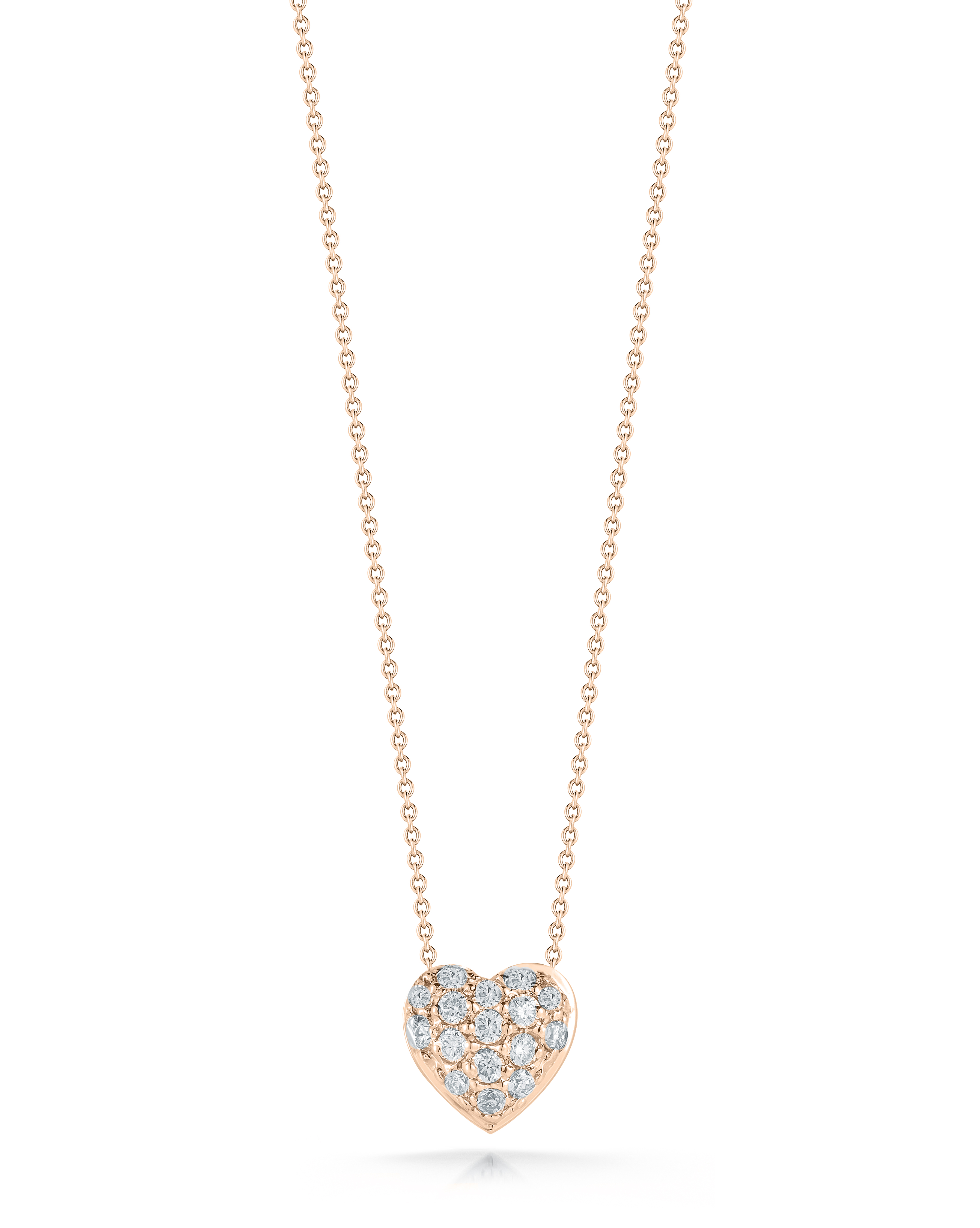 18k Rose Gold Tiny Treasures Diamond Puffed Heart Necklace