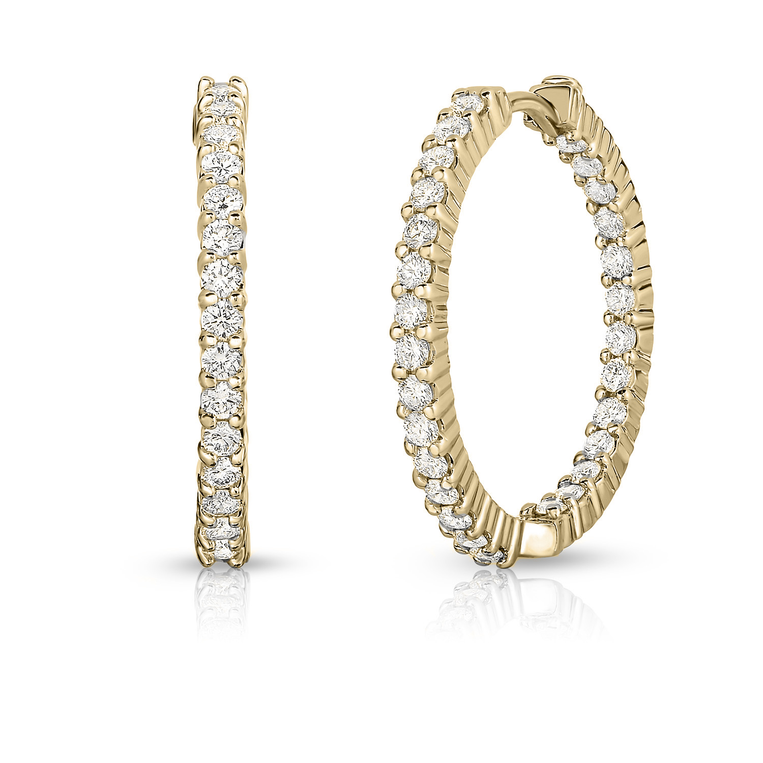 18k Yellow Gold The Perfect Diamond HoopÂ® Inside Outside Earrings