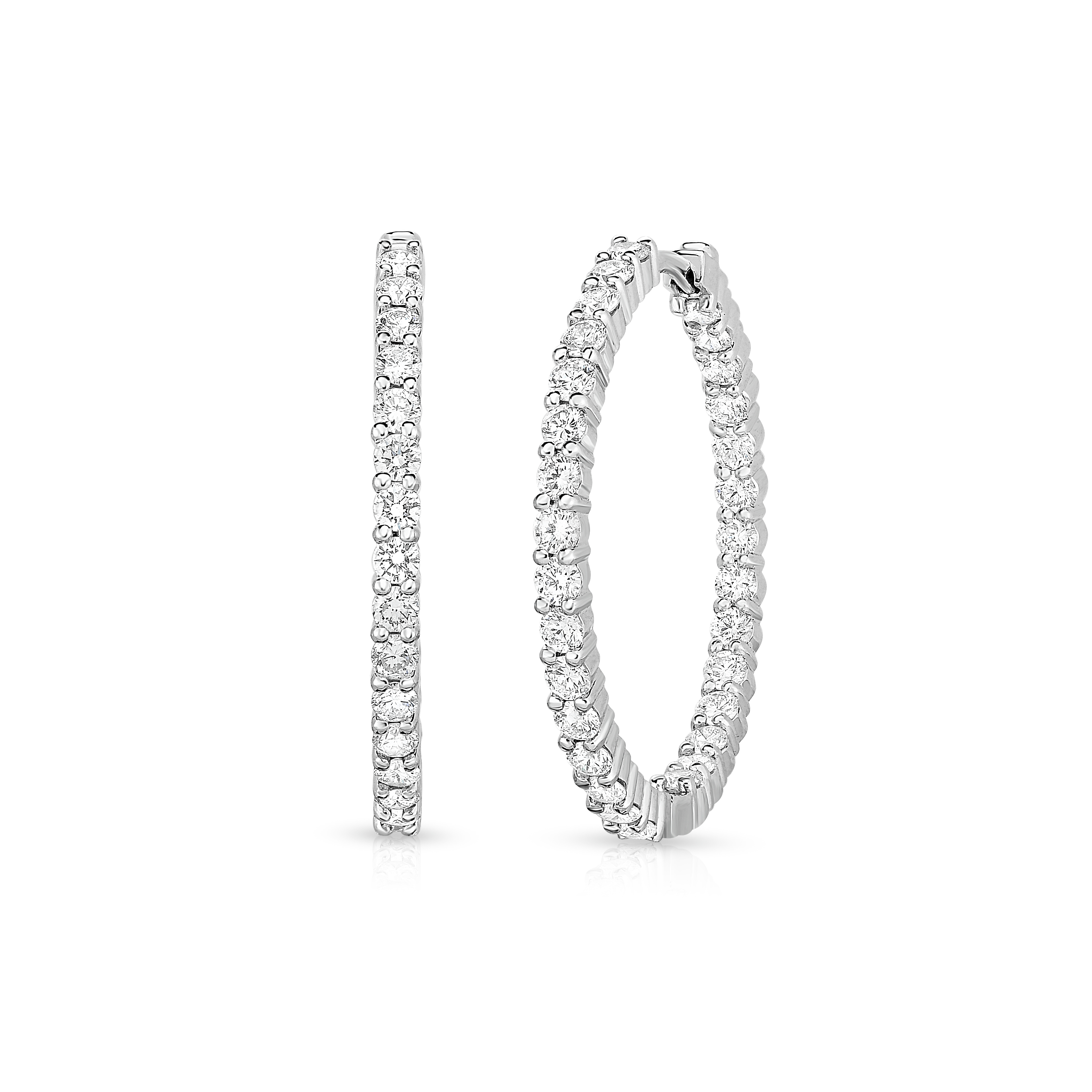 18k White Gold The Perfect Diamond Hoop® Inside Outside Earrings