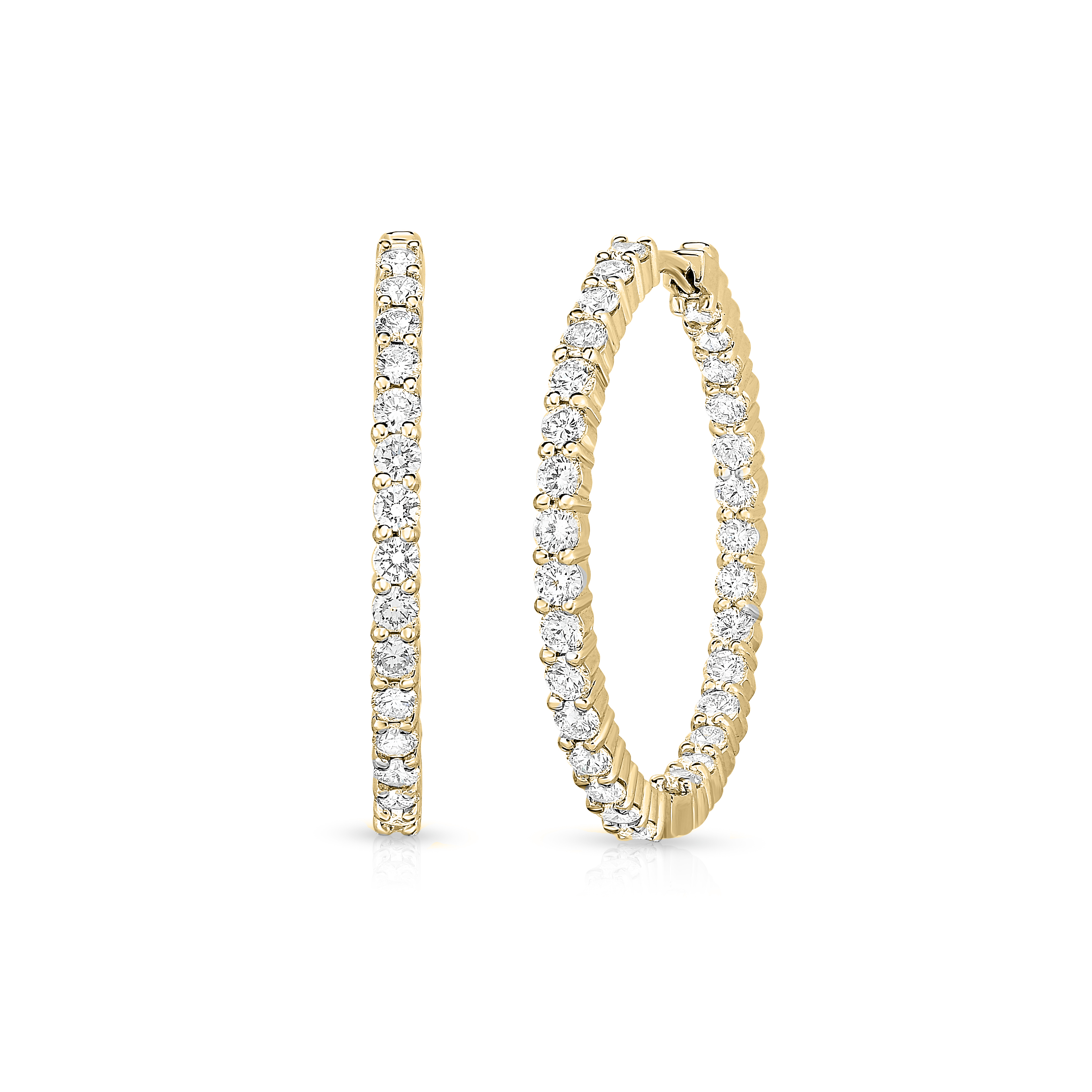 18k Yellow Gold The Perfect Diamond Hoop® Inside Outside Earrings