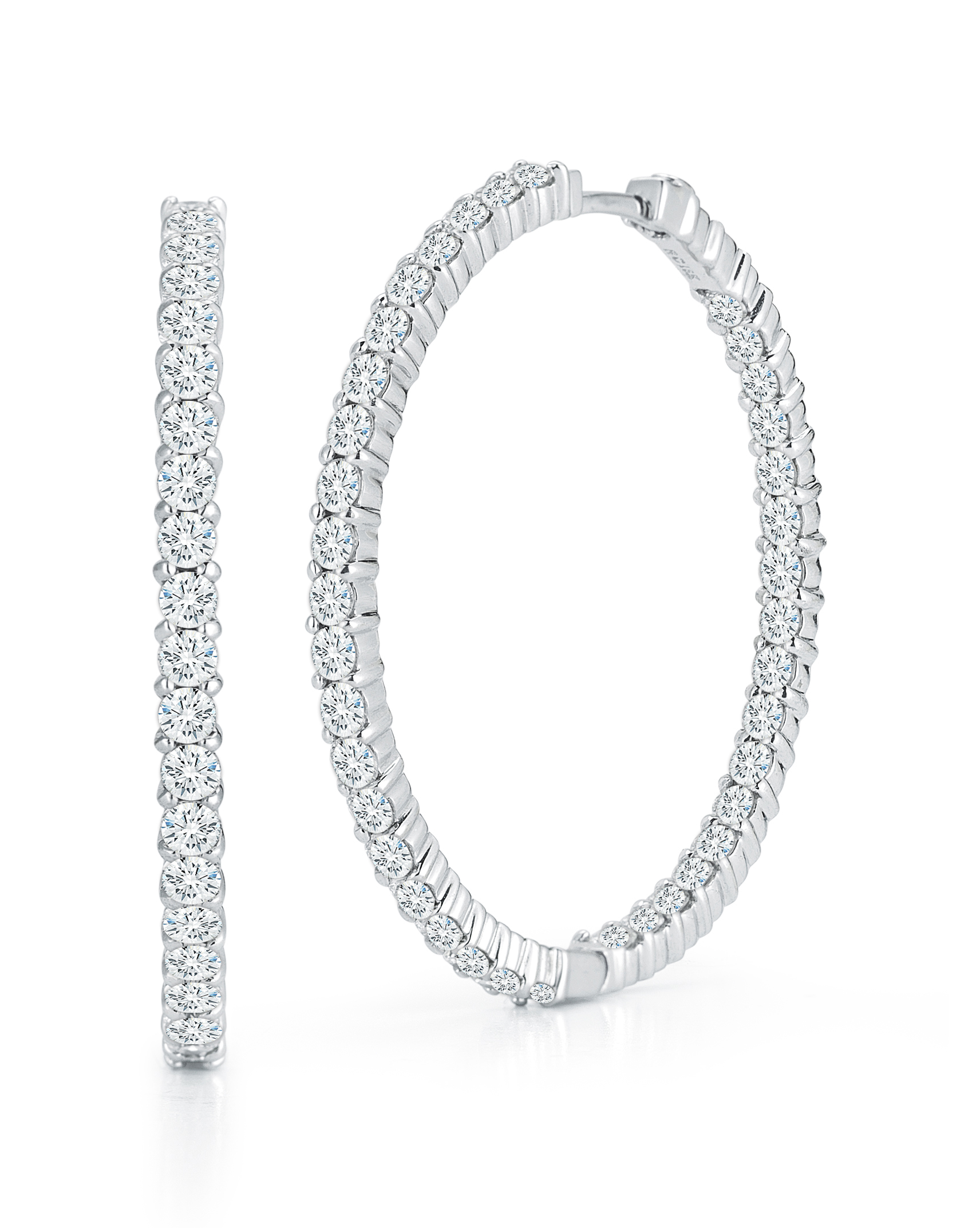 18k White Gold The Perfect Diamond Hoop® Inside Outside Earrings