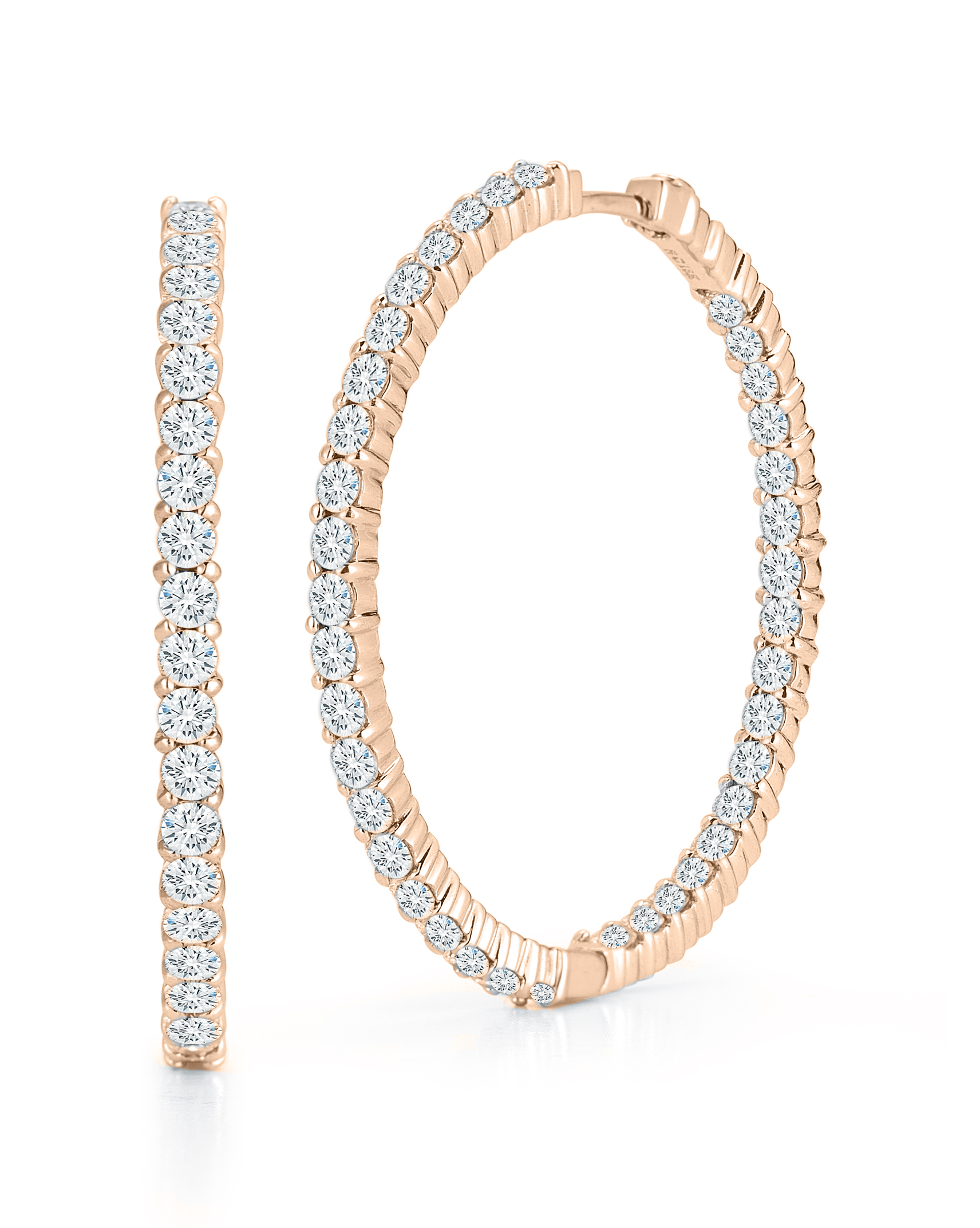 18k Rose Gold The Perfect Diamond Hoop® Inside Outside Earrings