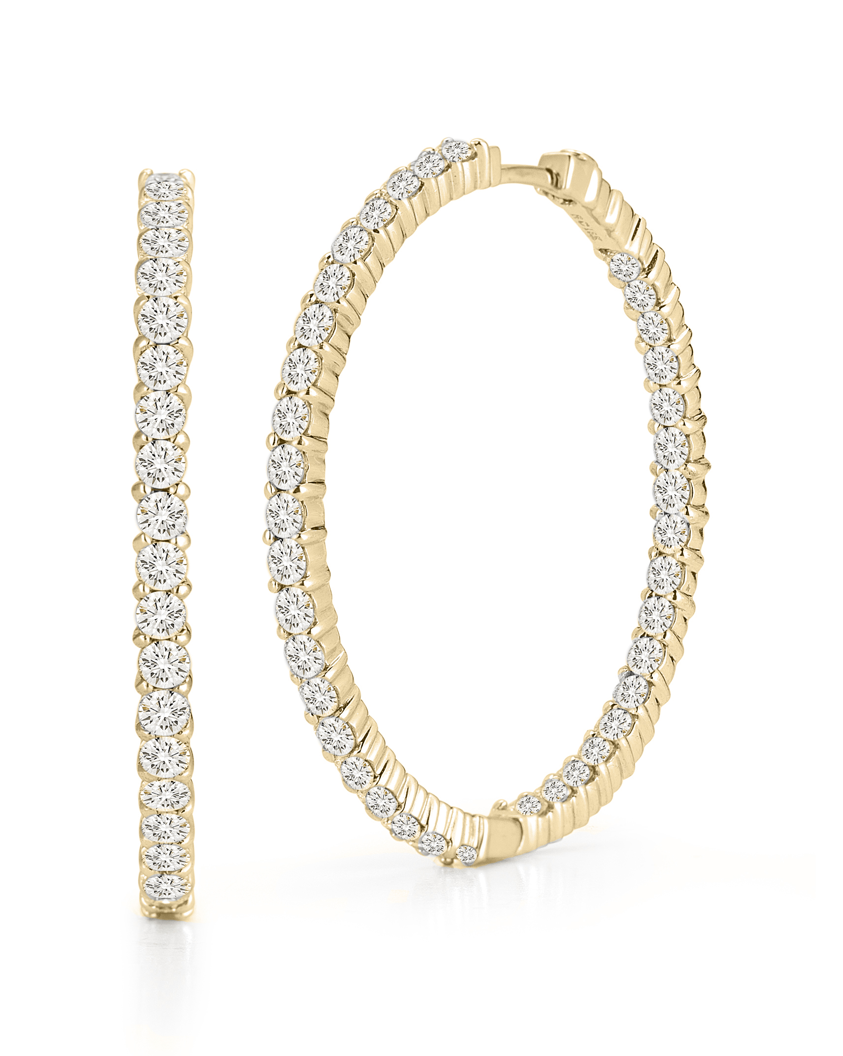 18k Yellow Gold The Perfect Diamond Hoop® Inside Outside Earrings