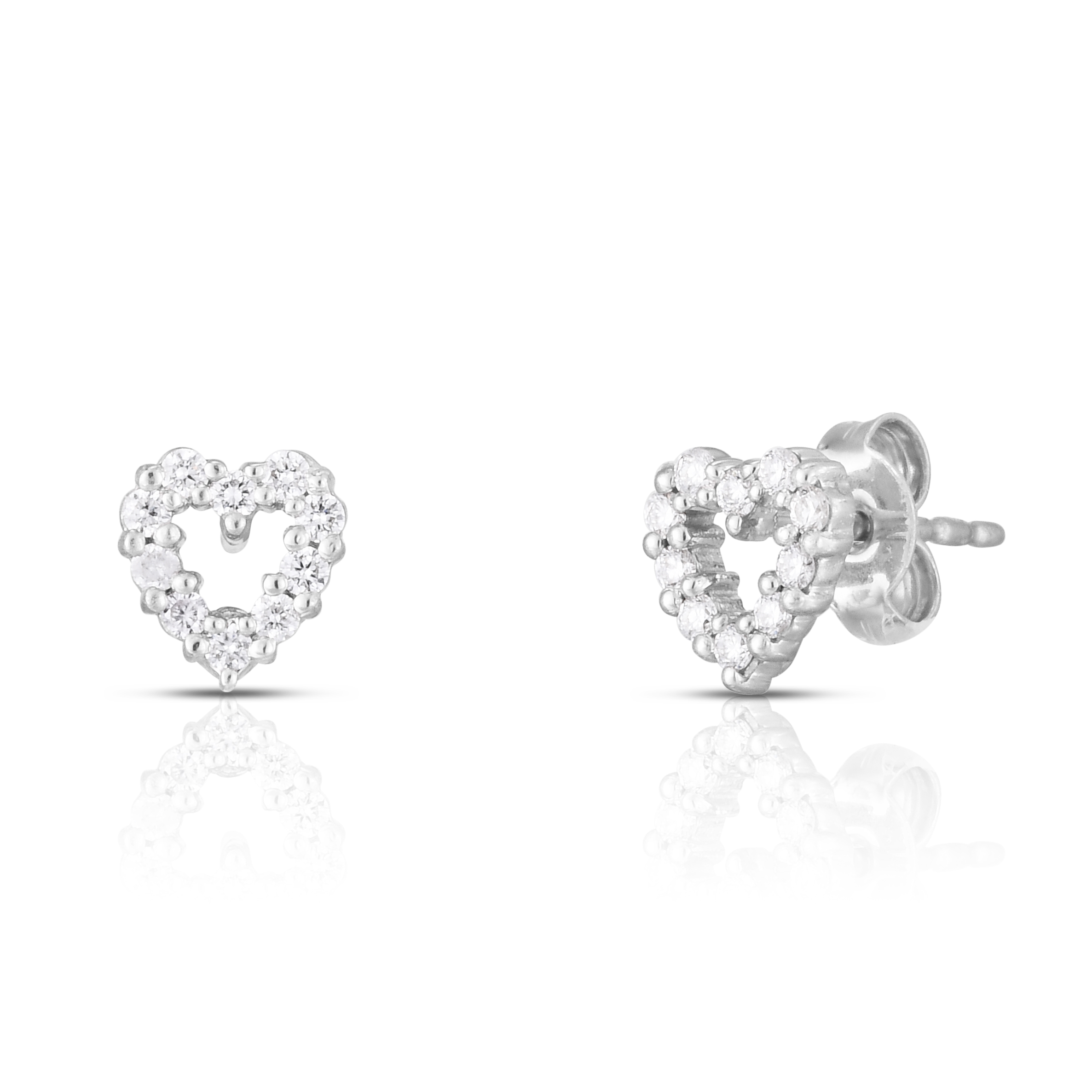 18k White Gold Tiny Treasures Diamond Heart Stud Earrings