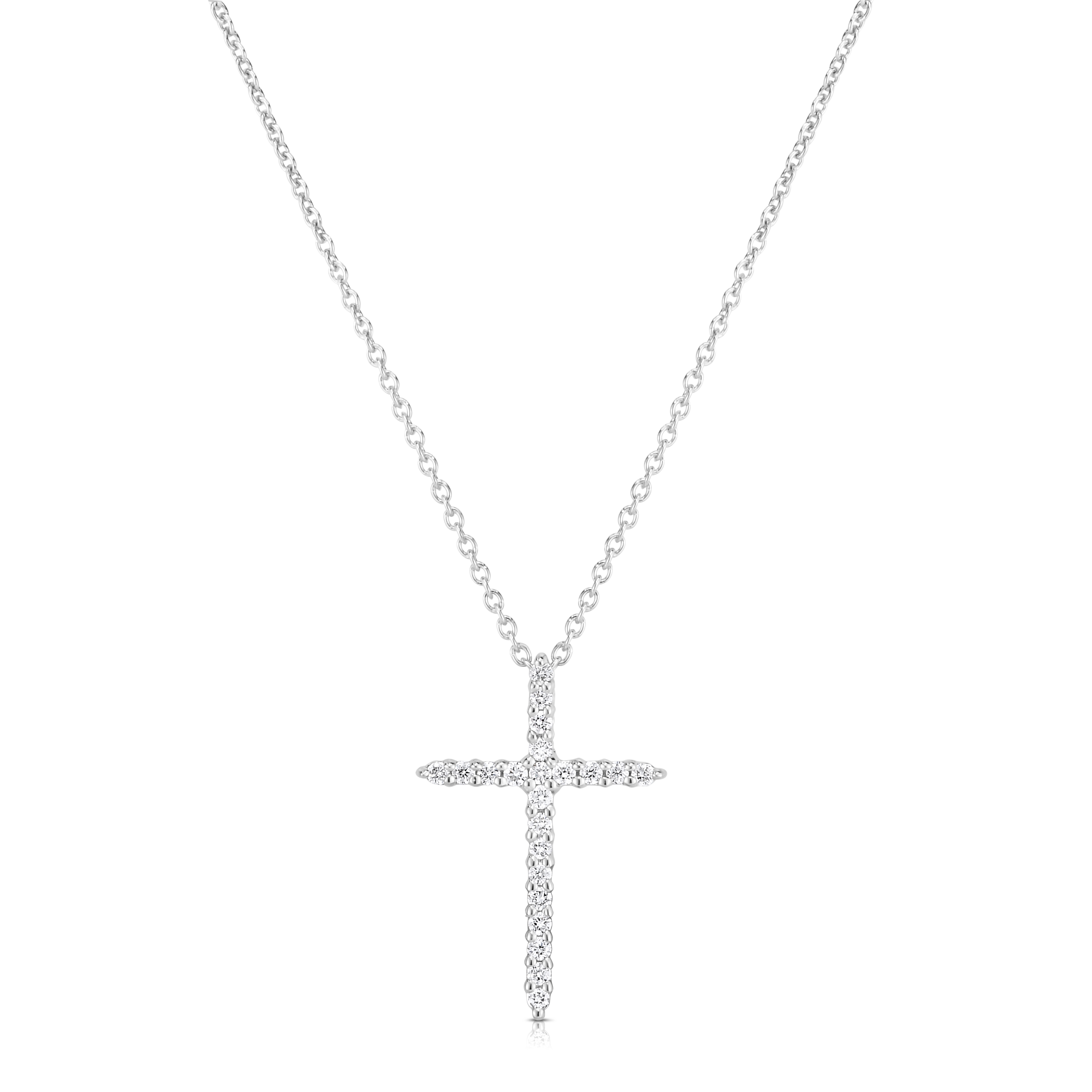 18k White Gold Tiny Treasures Diamond Sliver Cross Necklace