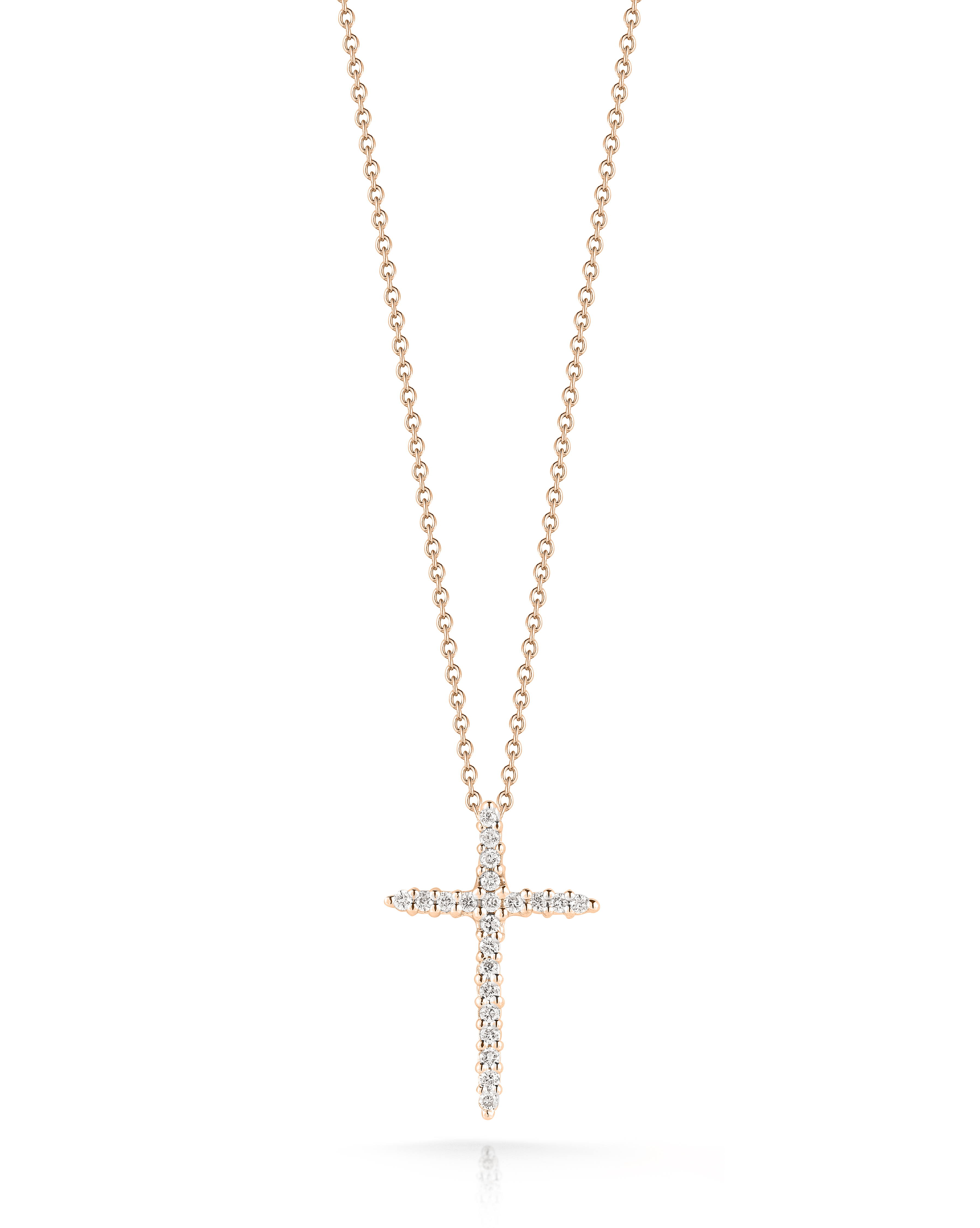 18k Rose Gold Tiny Treasures Diamond Sliver Cross Necklace