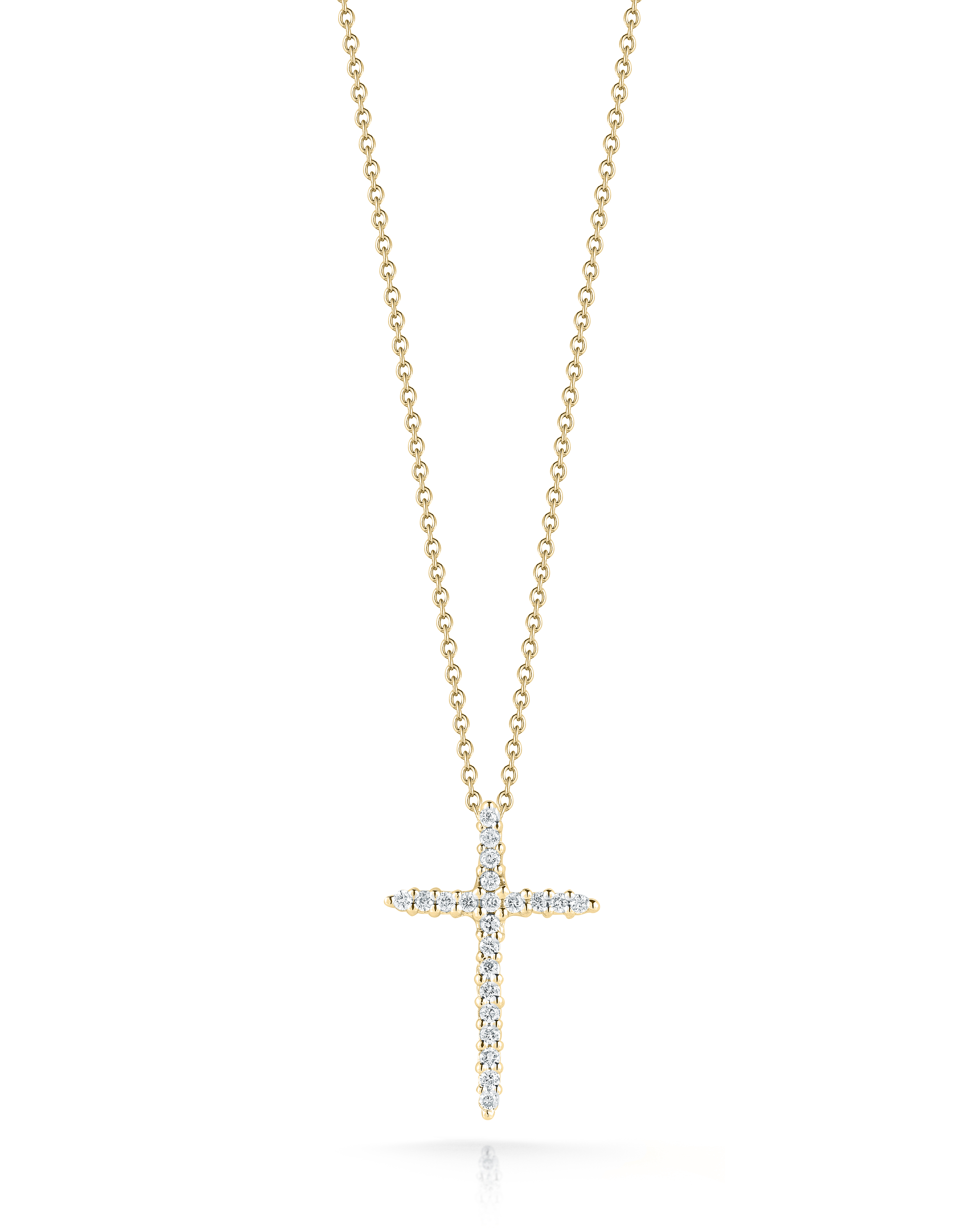 18k Yellow Gold Tiny Treasures Diamond Sliver Cross Necklace