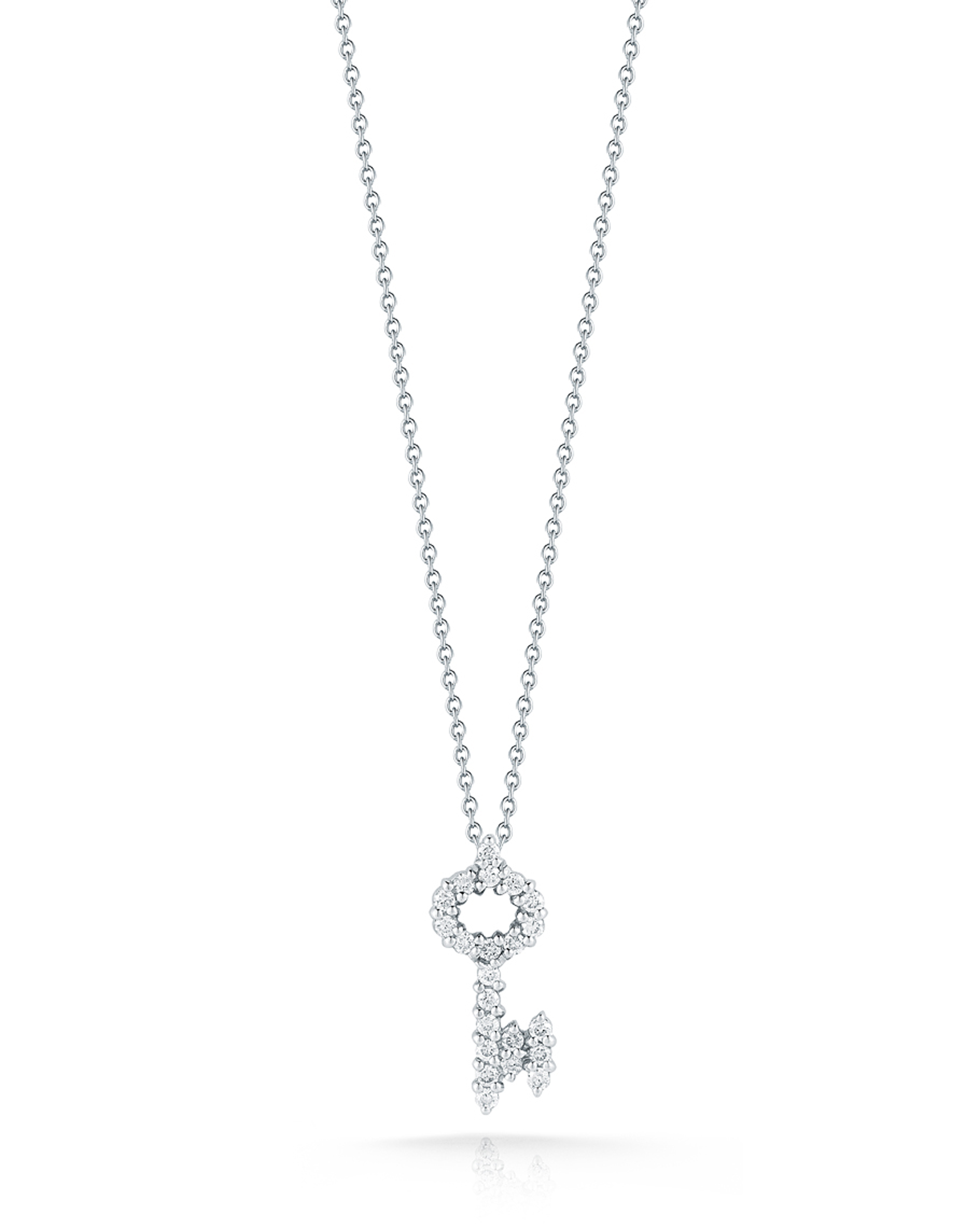 18k White Gold Tiny Treasures Diamond Key Necklace