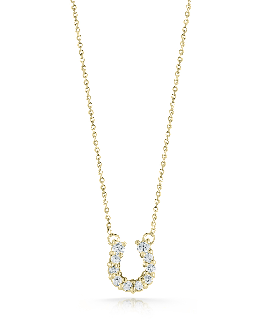 18k Yellow Gold Tiny Treasures Diamond Horseshoe Necklace