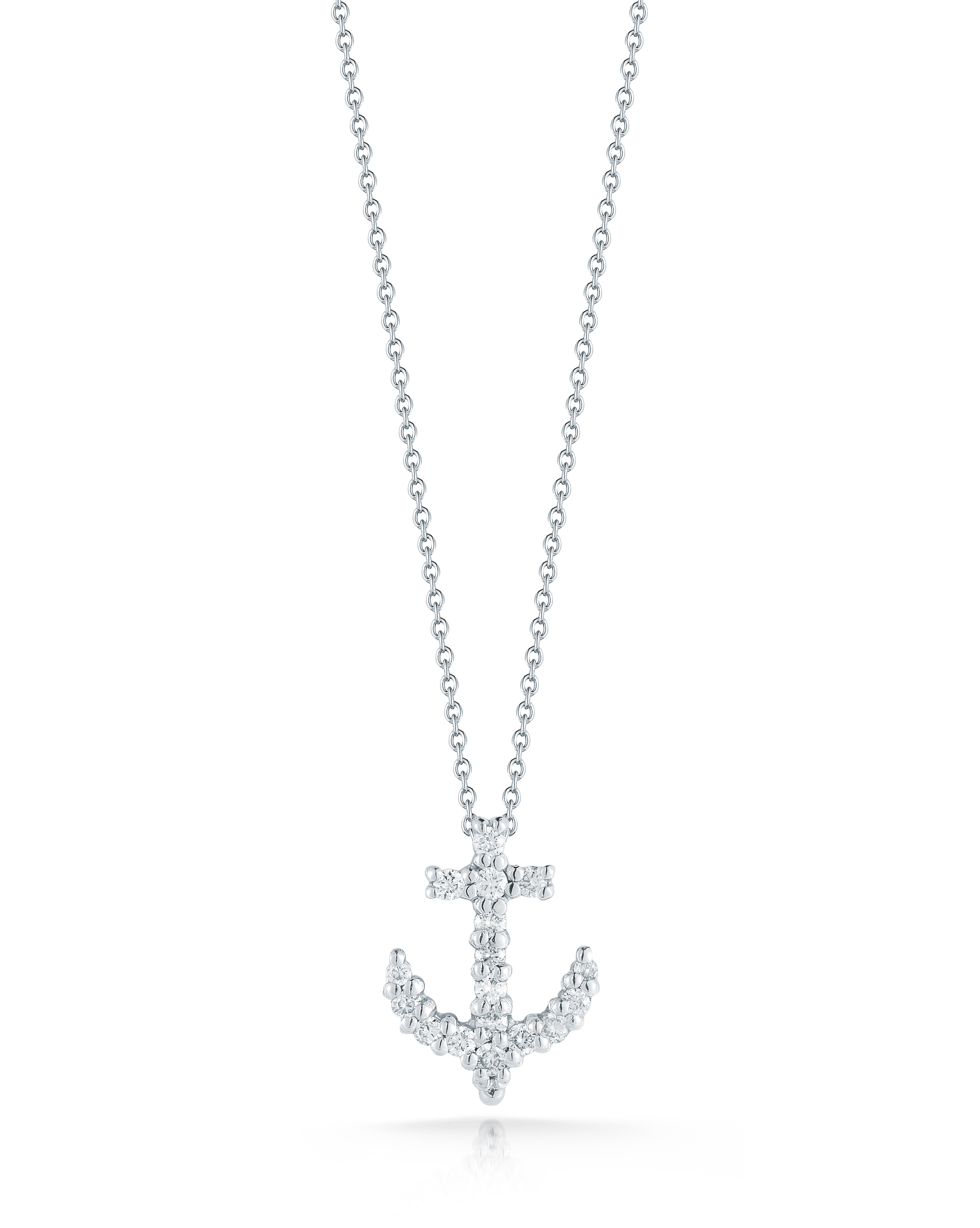 18k White Gold Tiny Treasures Diamond Anchor Necklace