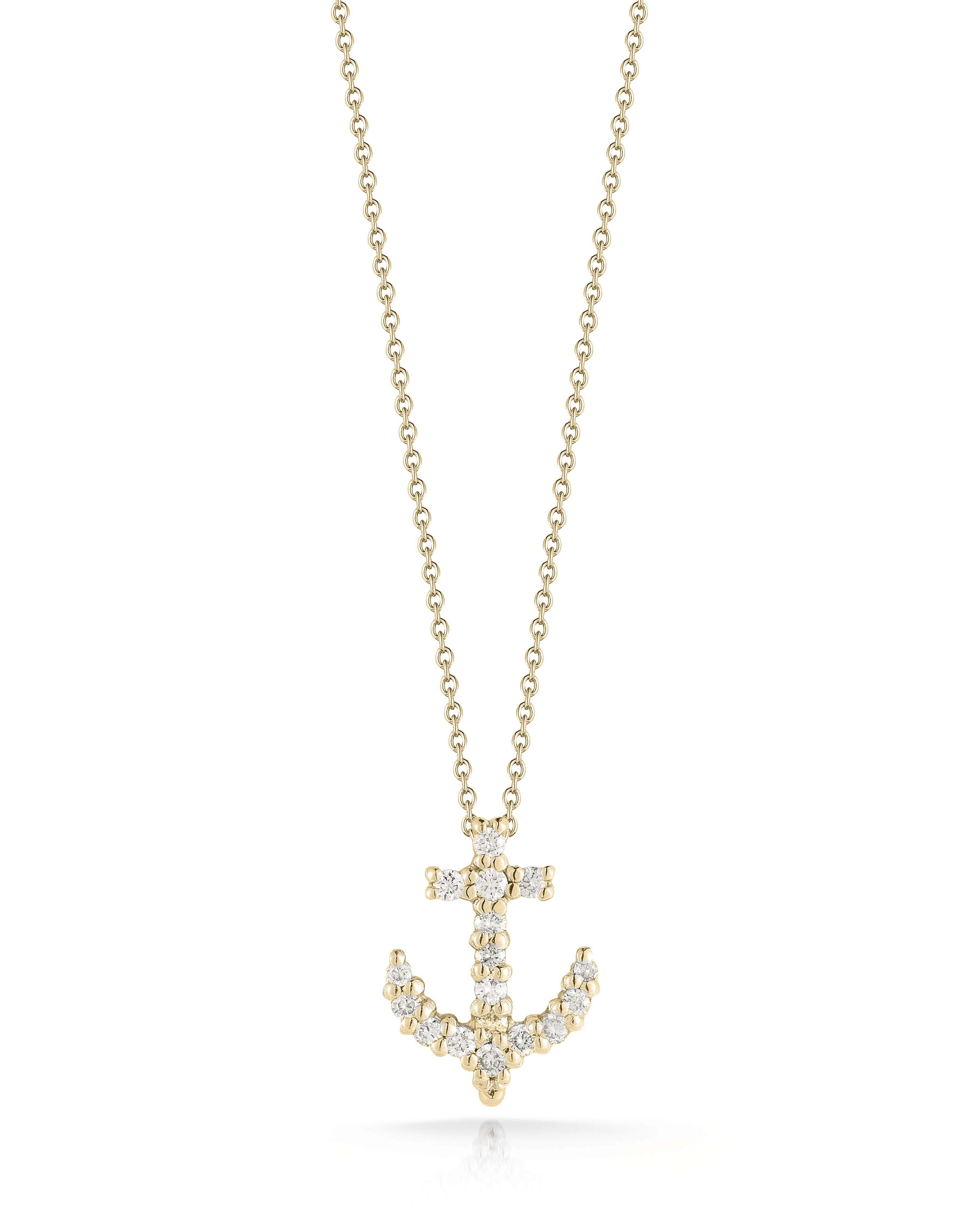 18k Yellow Gold Tiny Treasures Diamond Anchor Necklace