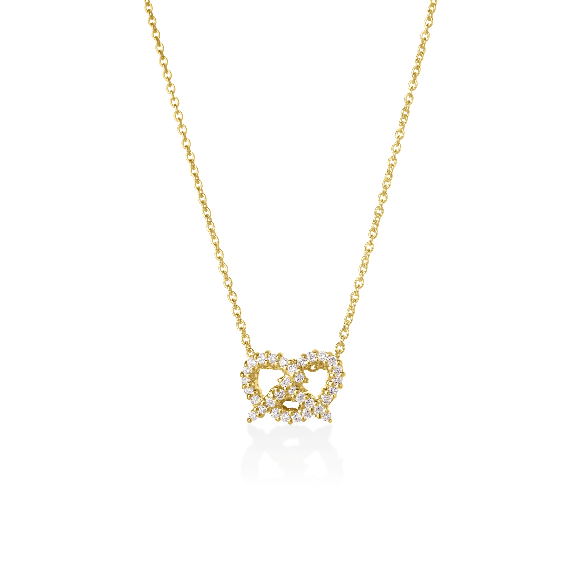 18k Yellow Gold Tiny Treasures Diamond Pretzel Necklace