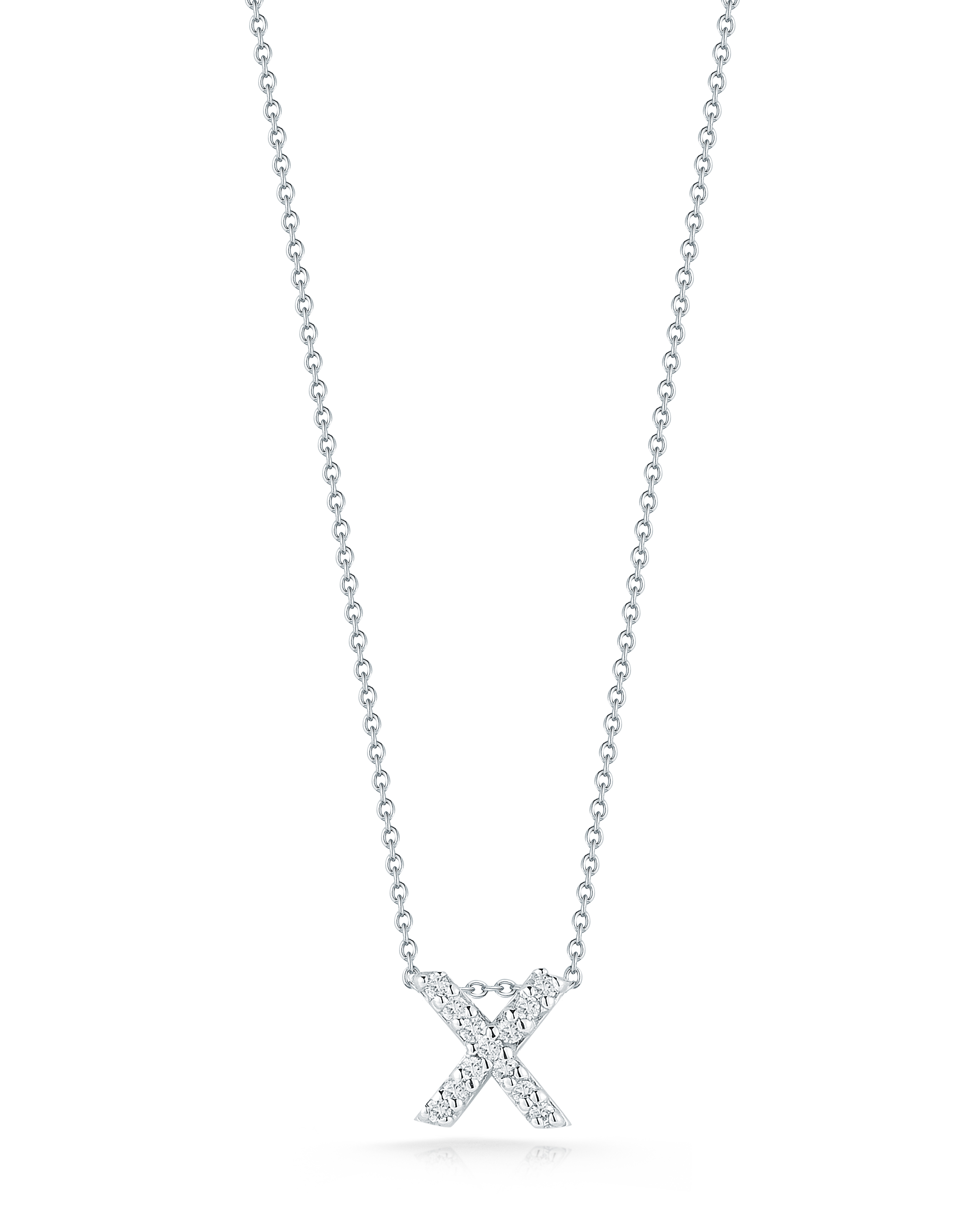 18k White Gold Tiny Treasures Diamond Love Letter "x" Necklace