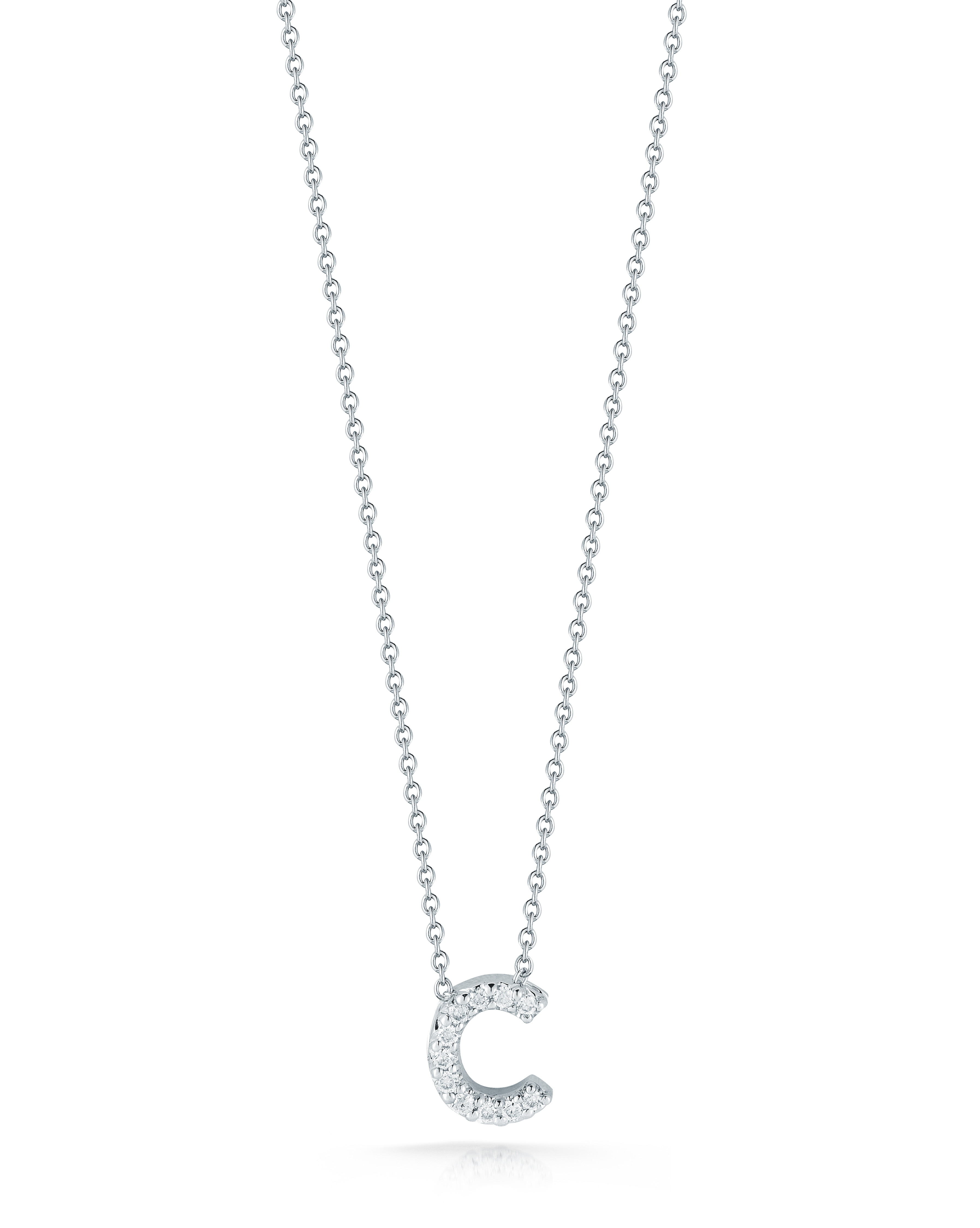 18k White Gold Tiny Treasures Diamond Love Letter c Necklace