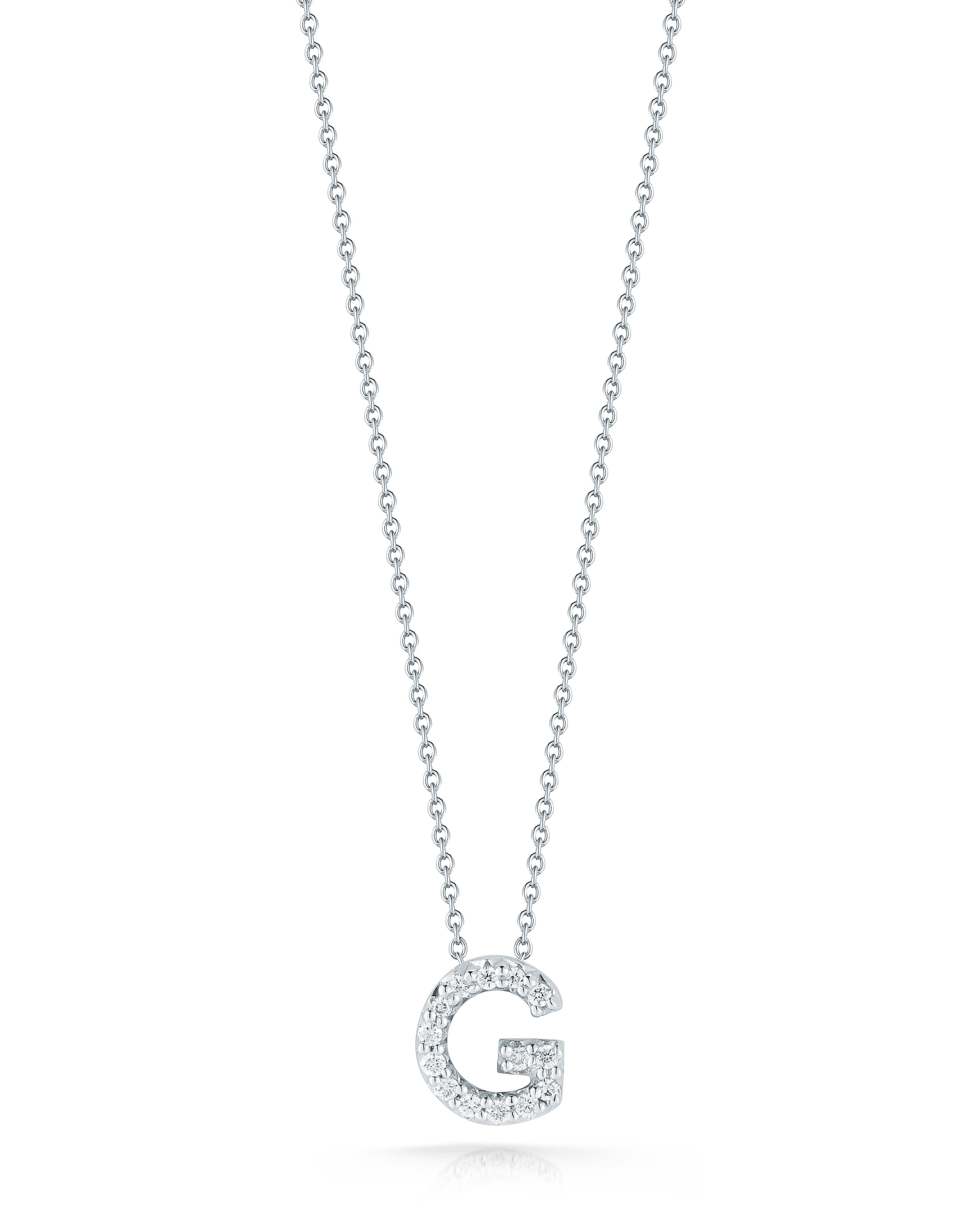 18k White Gold Tiny Treasures Diamond Love Letter g Necklace