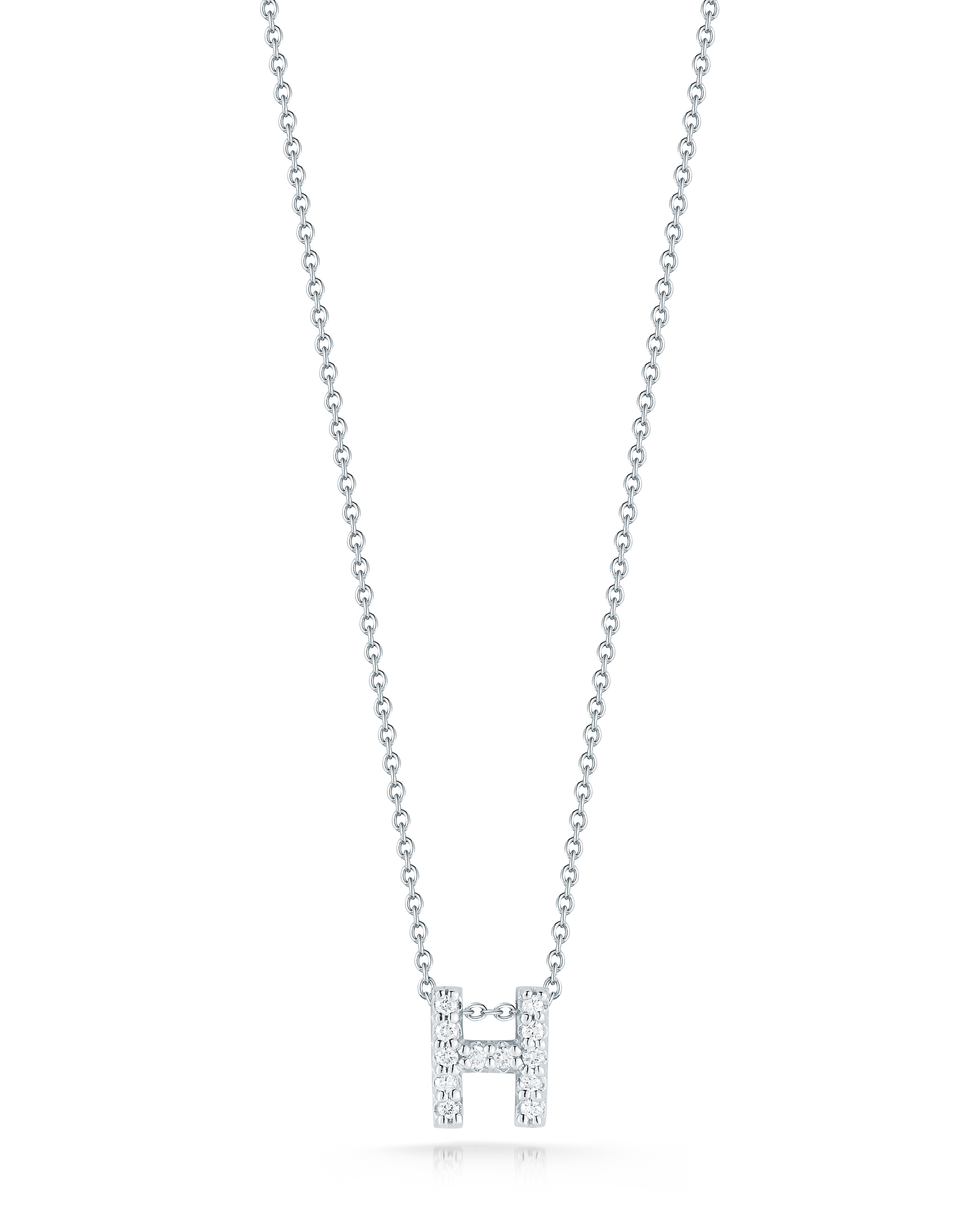 18k White Gold Tiny Treasures Diamond Love Letter h Necklace