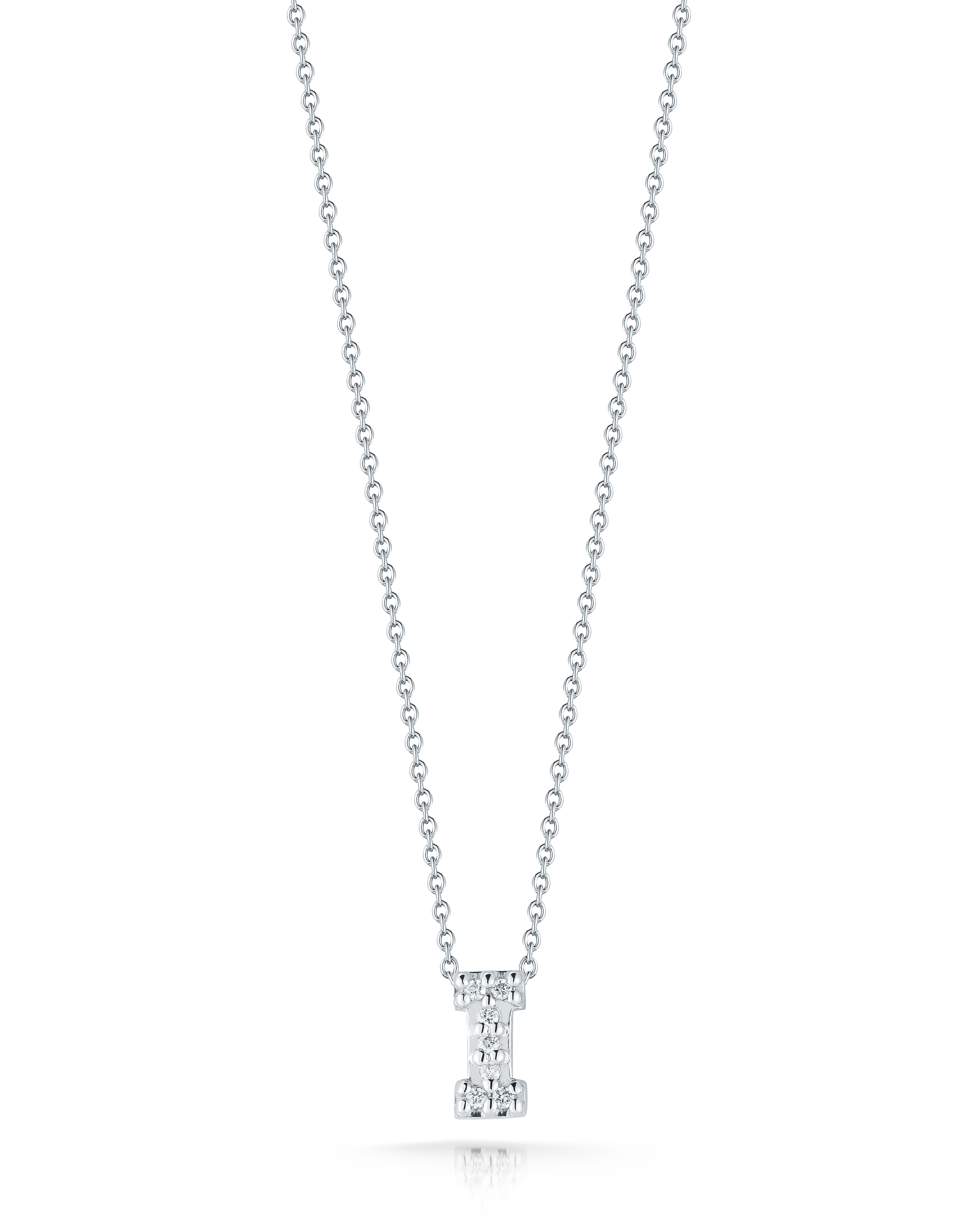 18k White Gold Tiny Treasures Diamond Love Letter i Necklace