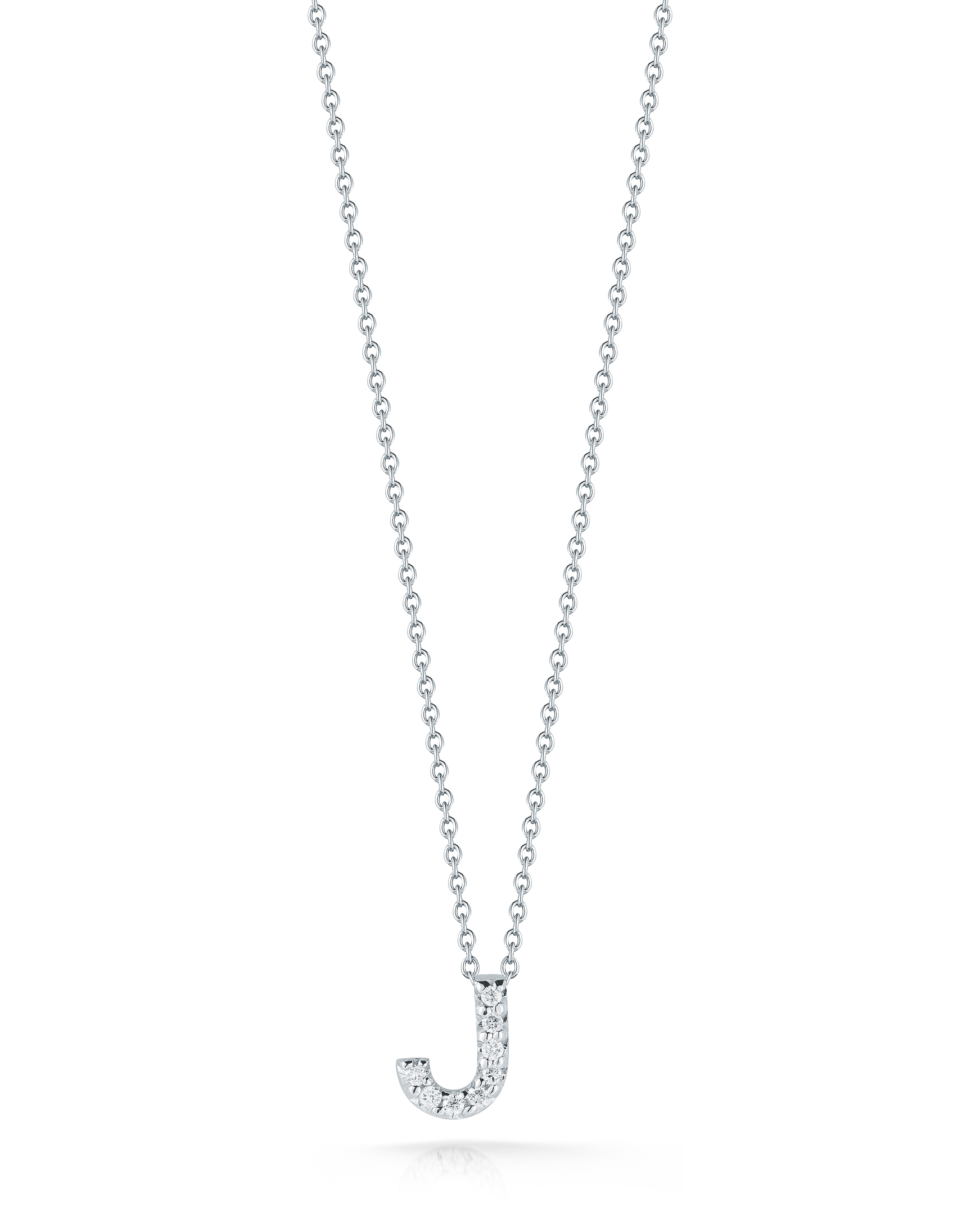 18k White Gold Tiny Treasures Diamond Love Letter j Necklace
