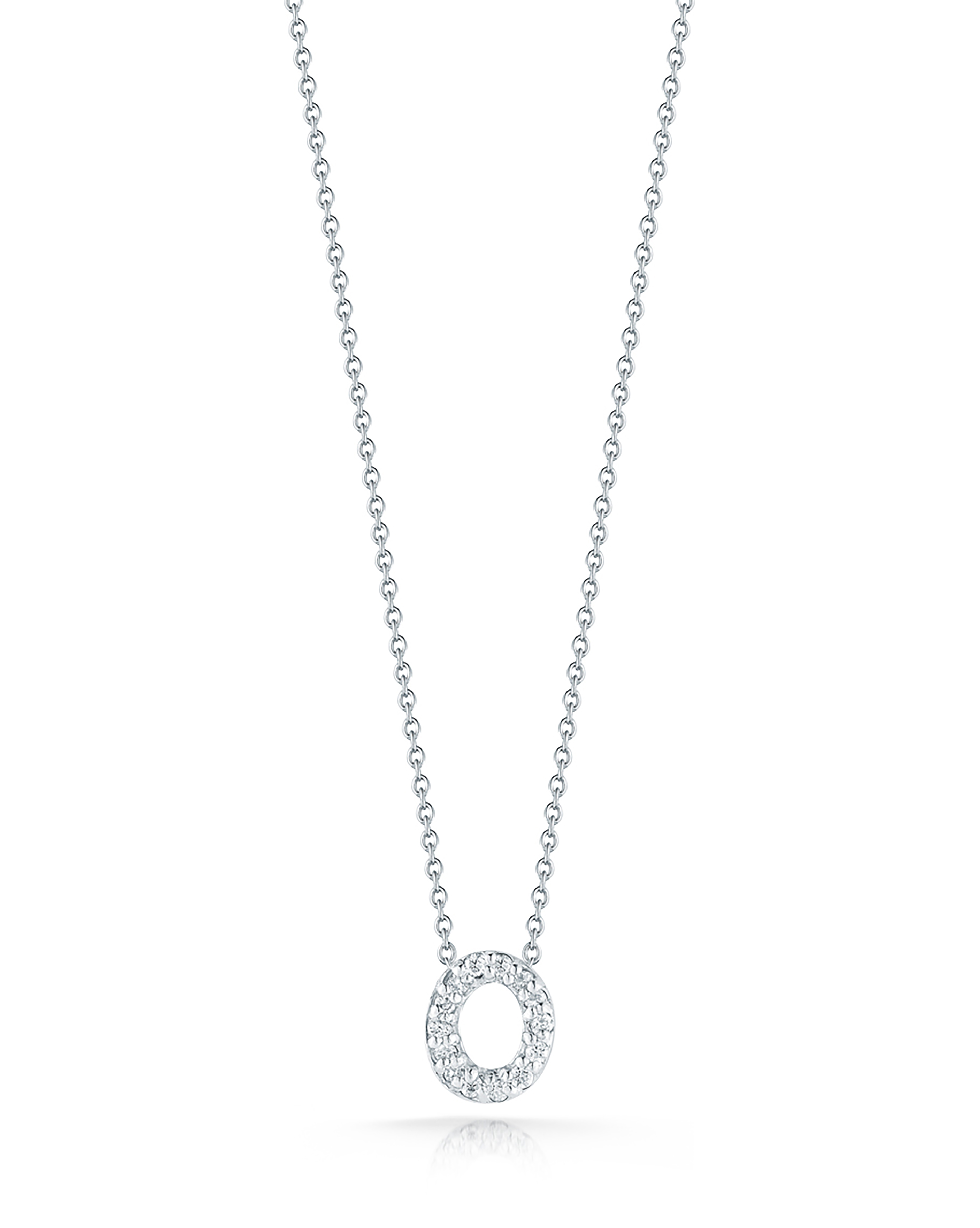 18k White Gold Tiny Treasures Diamond Love Letter "o" Necklace