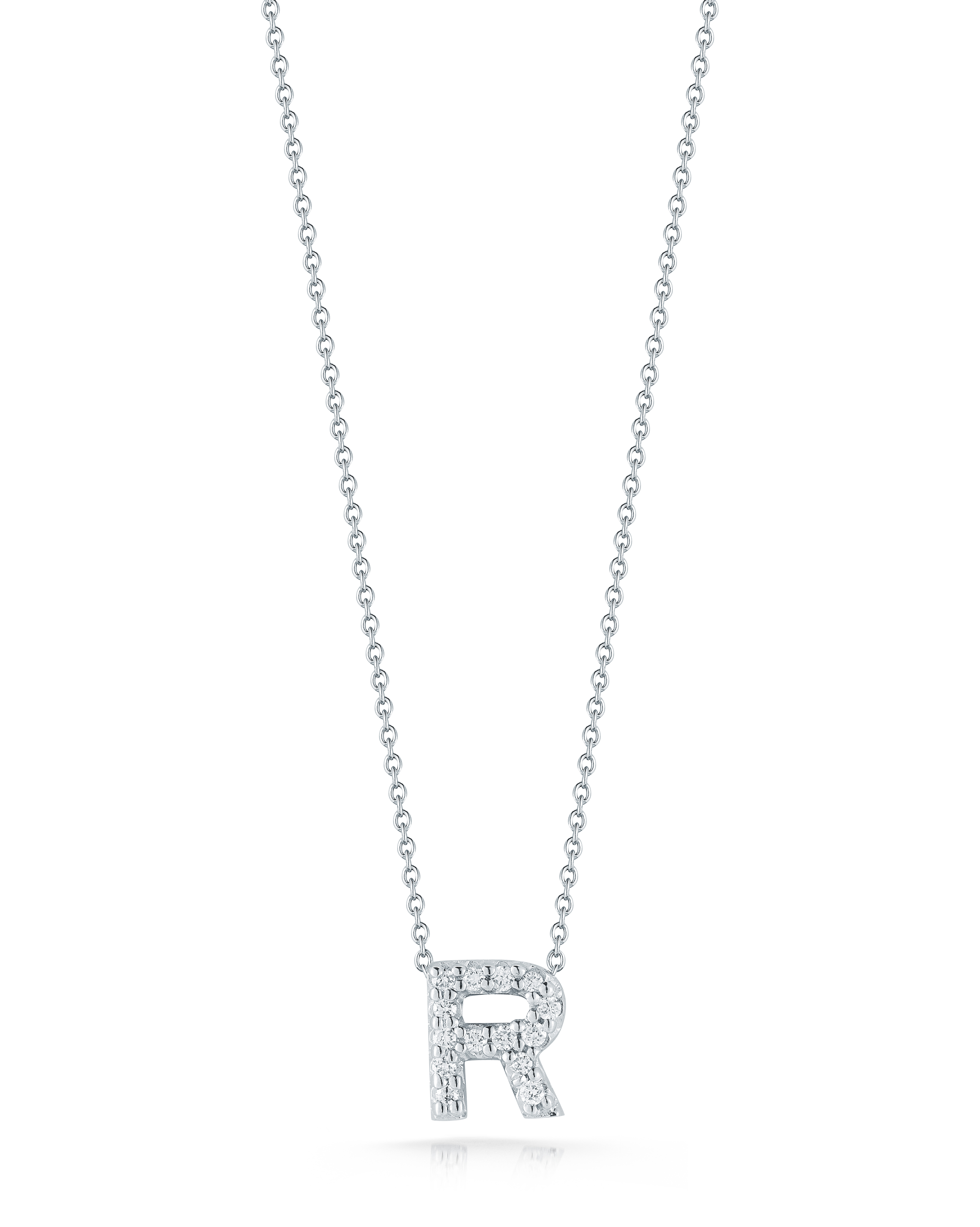 18k White Gold Tiny Treasures Diamond Love Letter r Necklace