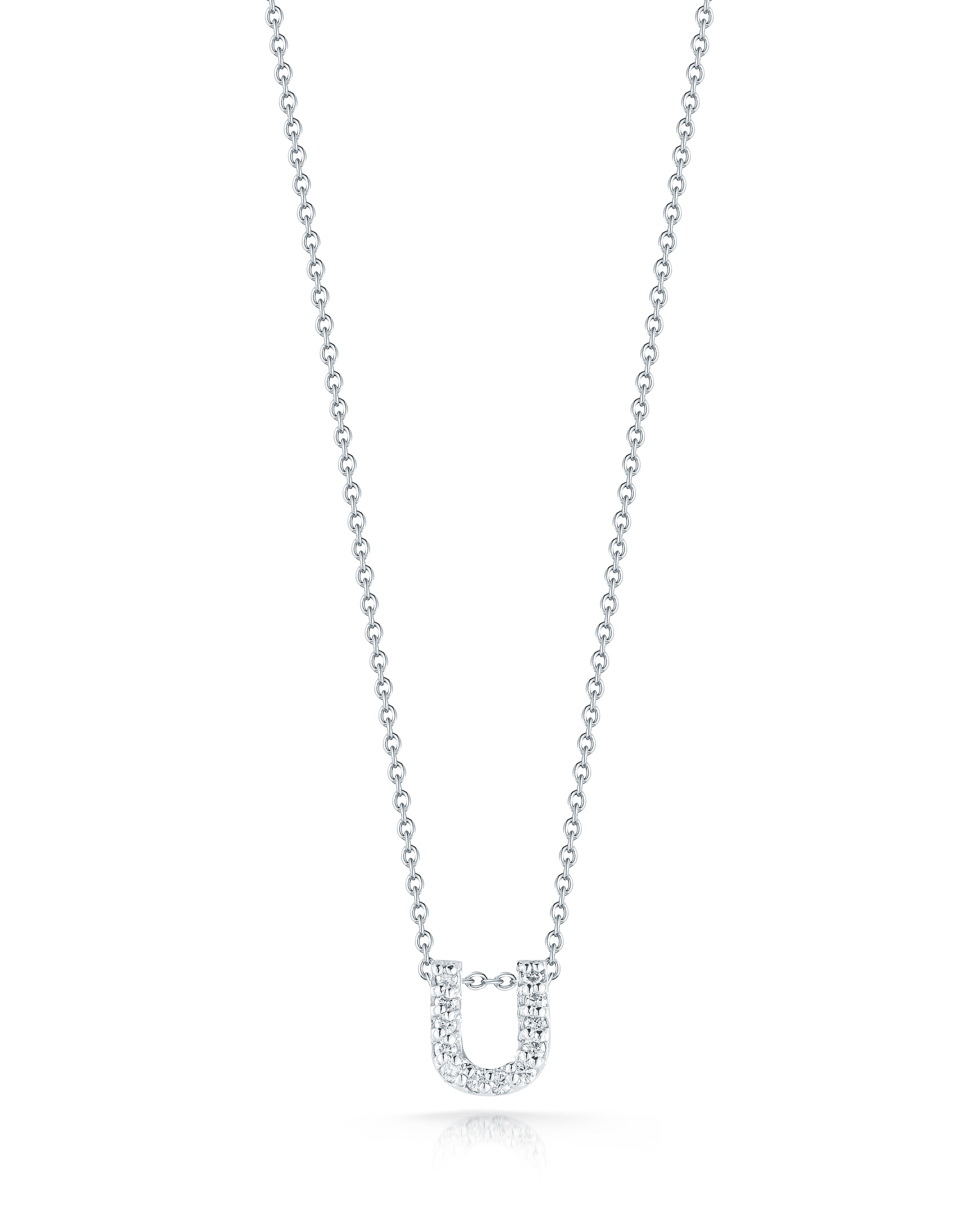 18k White Gold Tiny Treasures Diamond Love Letter u Necklace