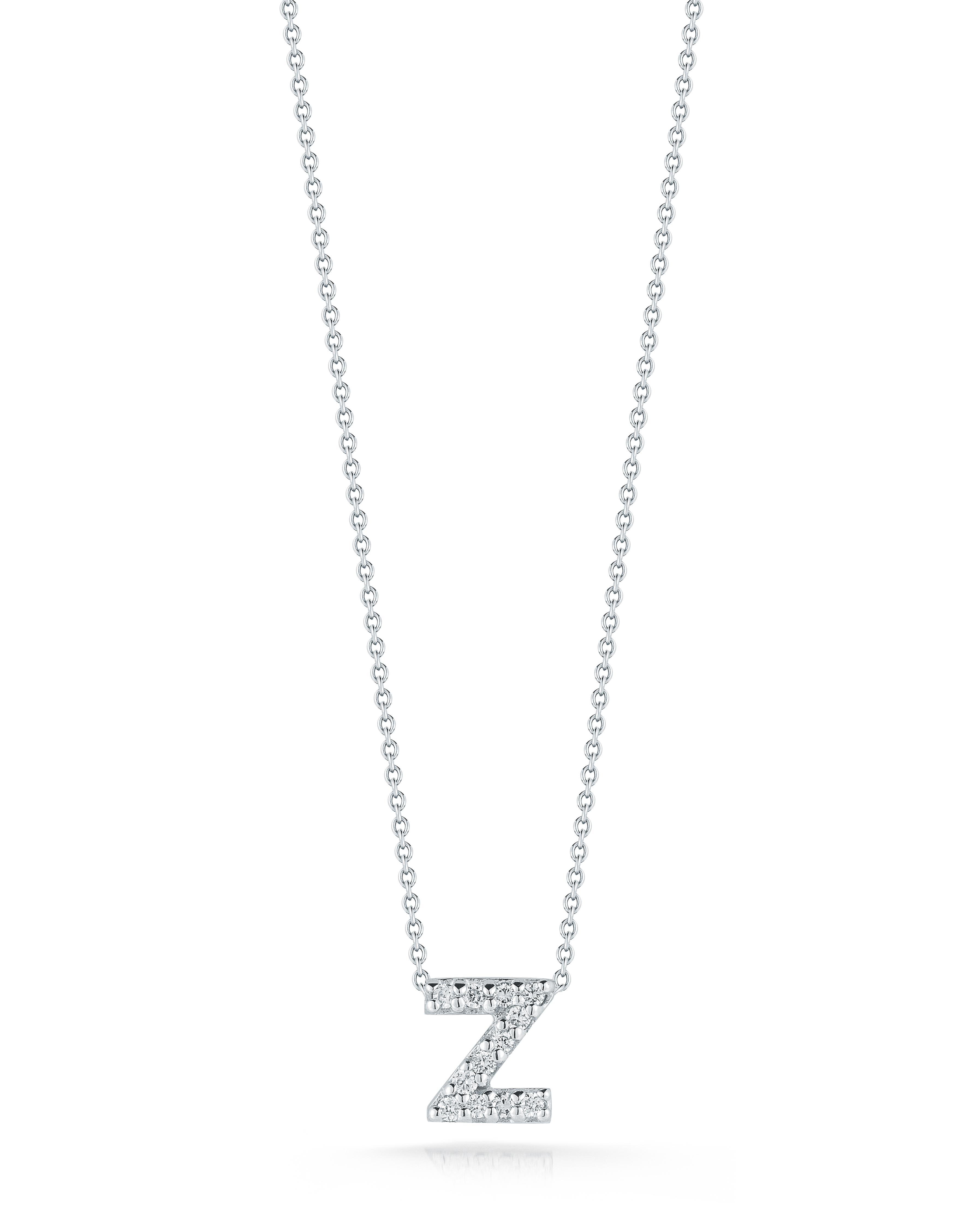 18k White Gold Tiny Treasures Diamond Love Letter z Necklace