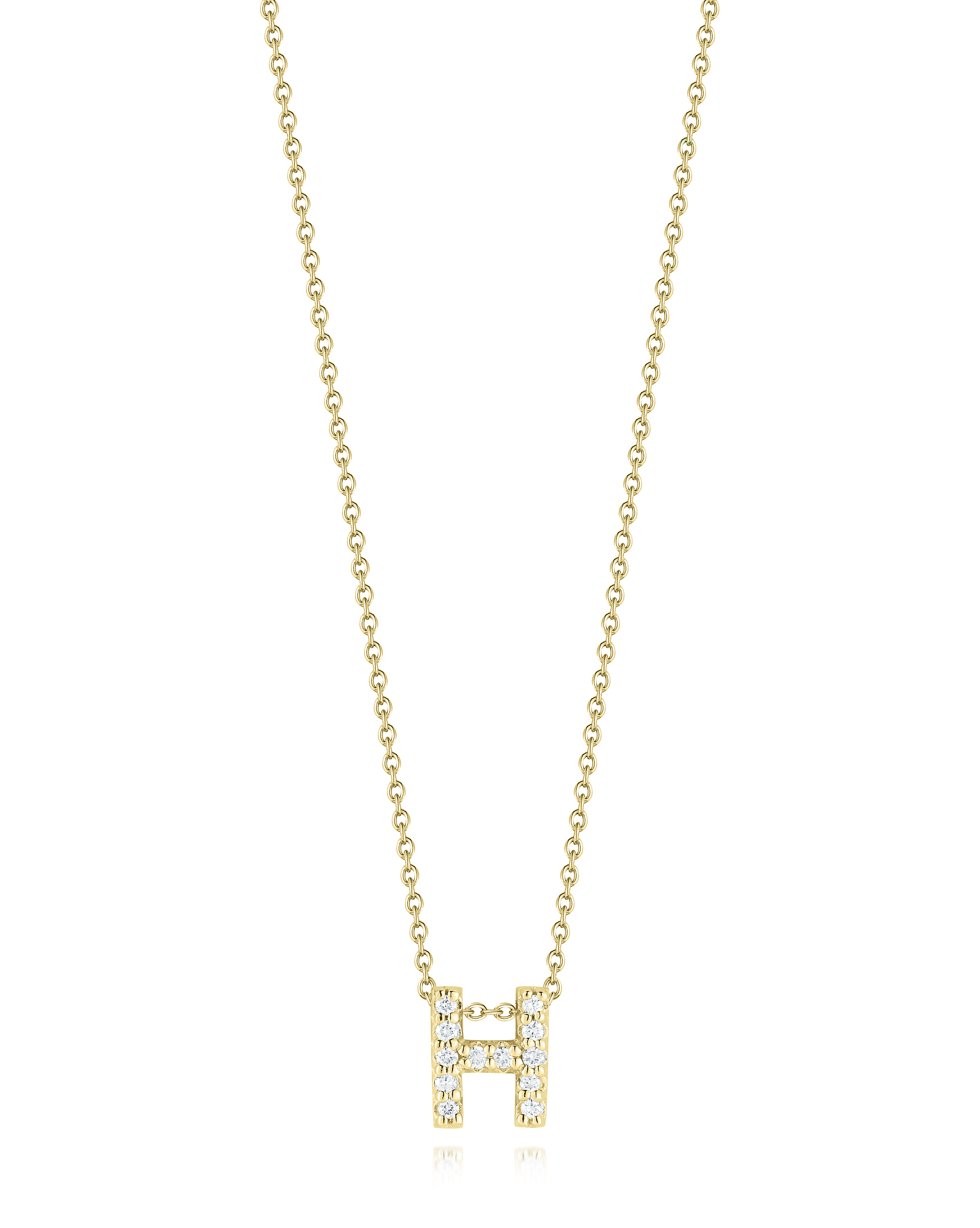 18k Yellow Gold Tiny Treasures Diamond Love Letter h Necklace