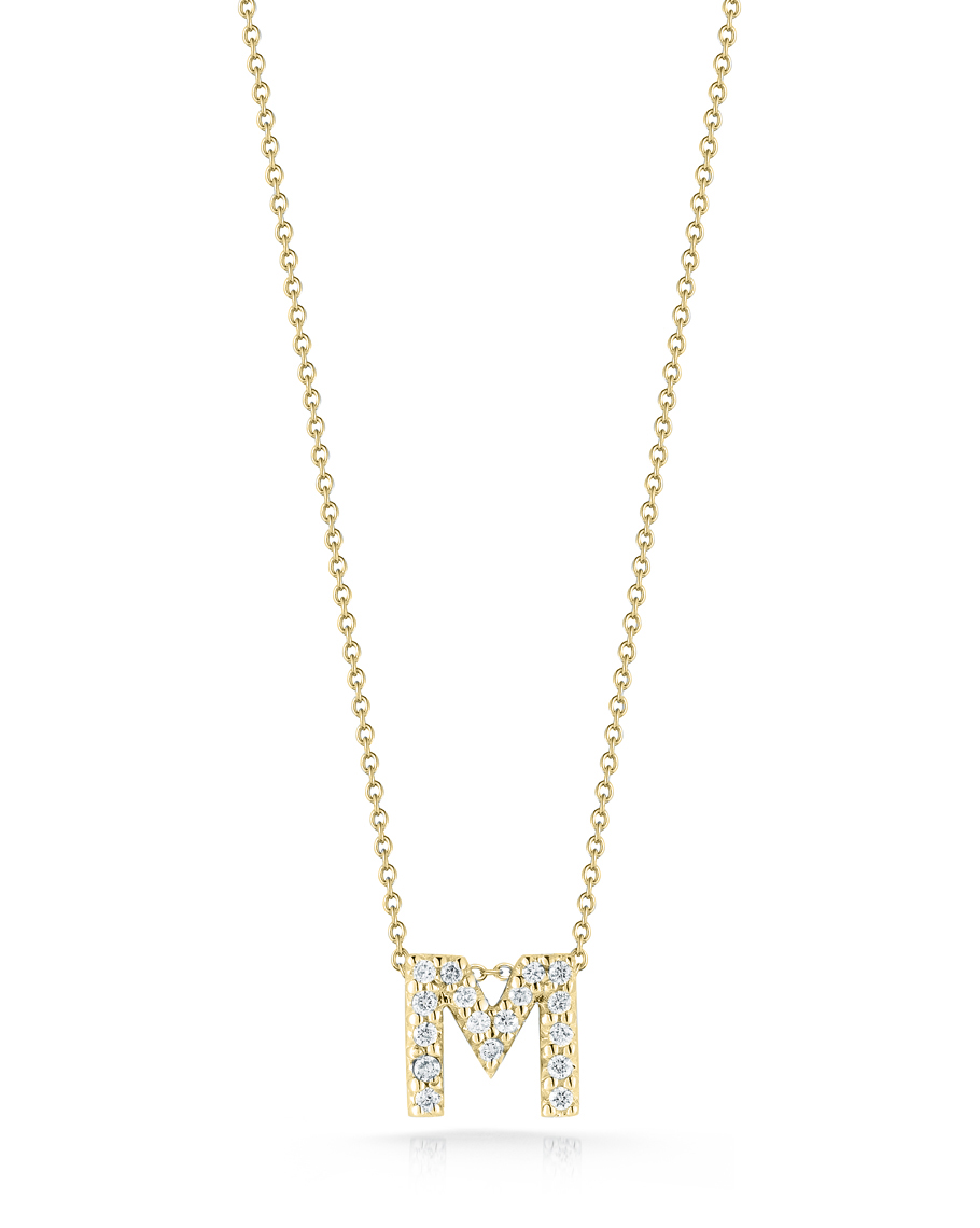 18k Yellow Gold Tiny Treasures Diamond Love Letter m Necklace