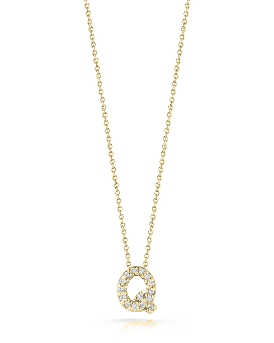 18k Yellow Gold Tiny Treasures Diamond Love Letter q Necklace