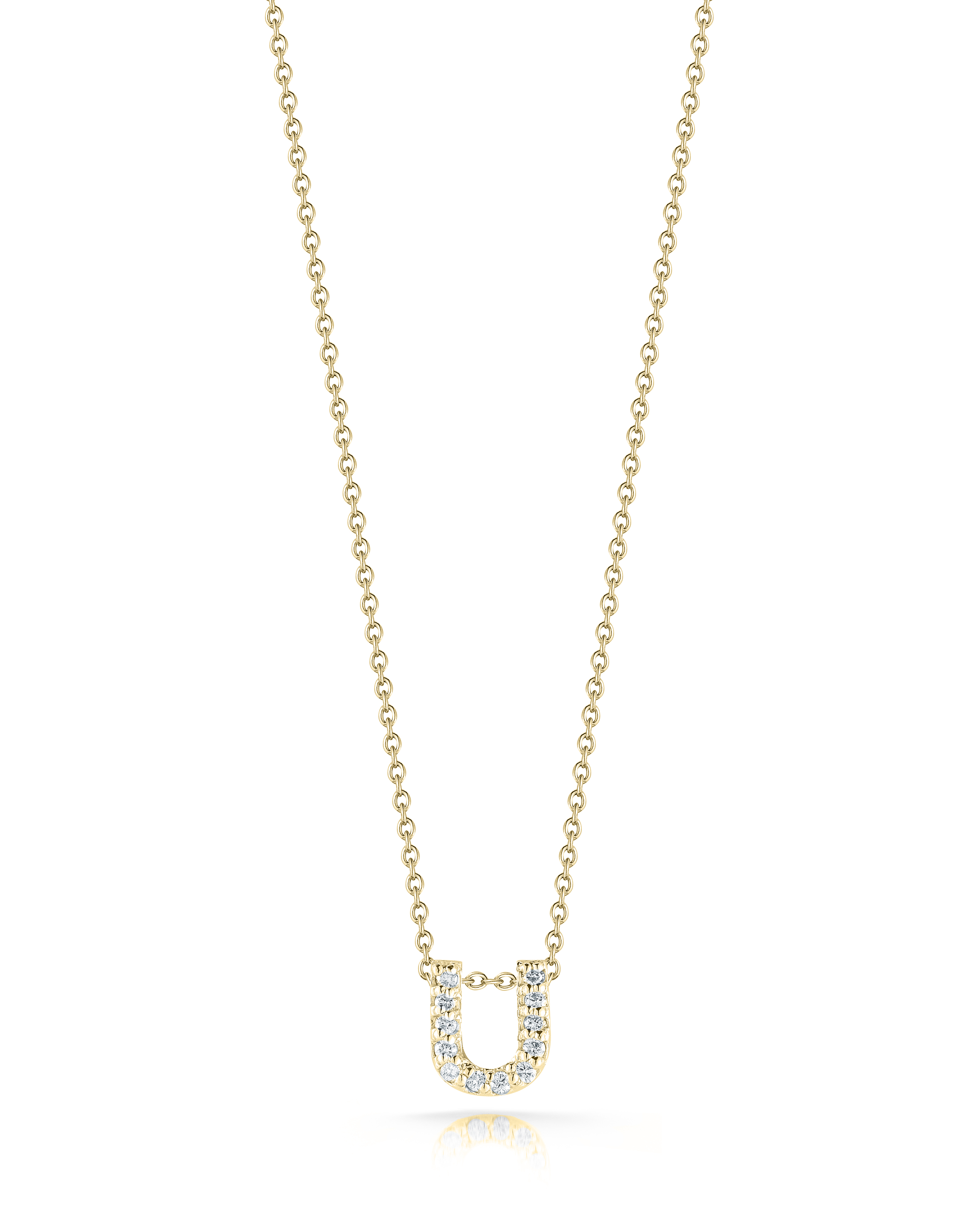 18k Yellow Gold Tiny Treasures Diamond Love Letter u Necklace