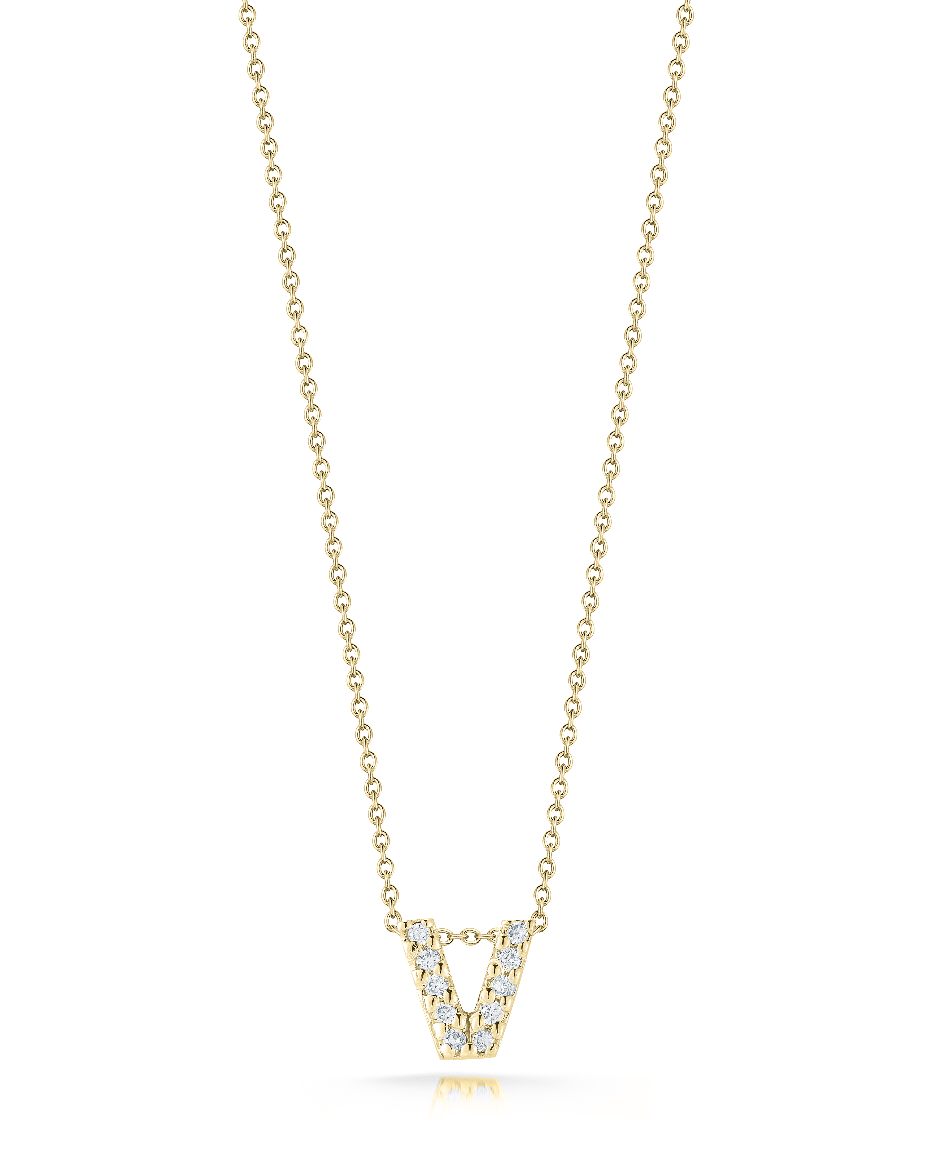 18k Yellow Gold Tiny Treasures Diamond Love Letter v Necklace