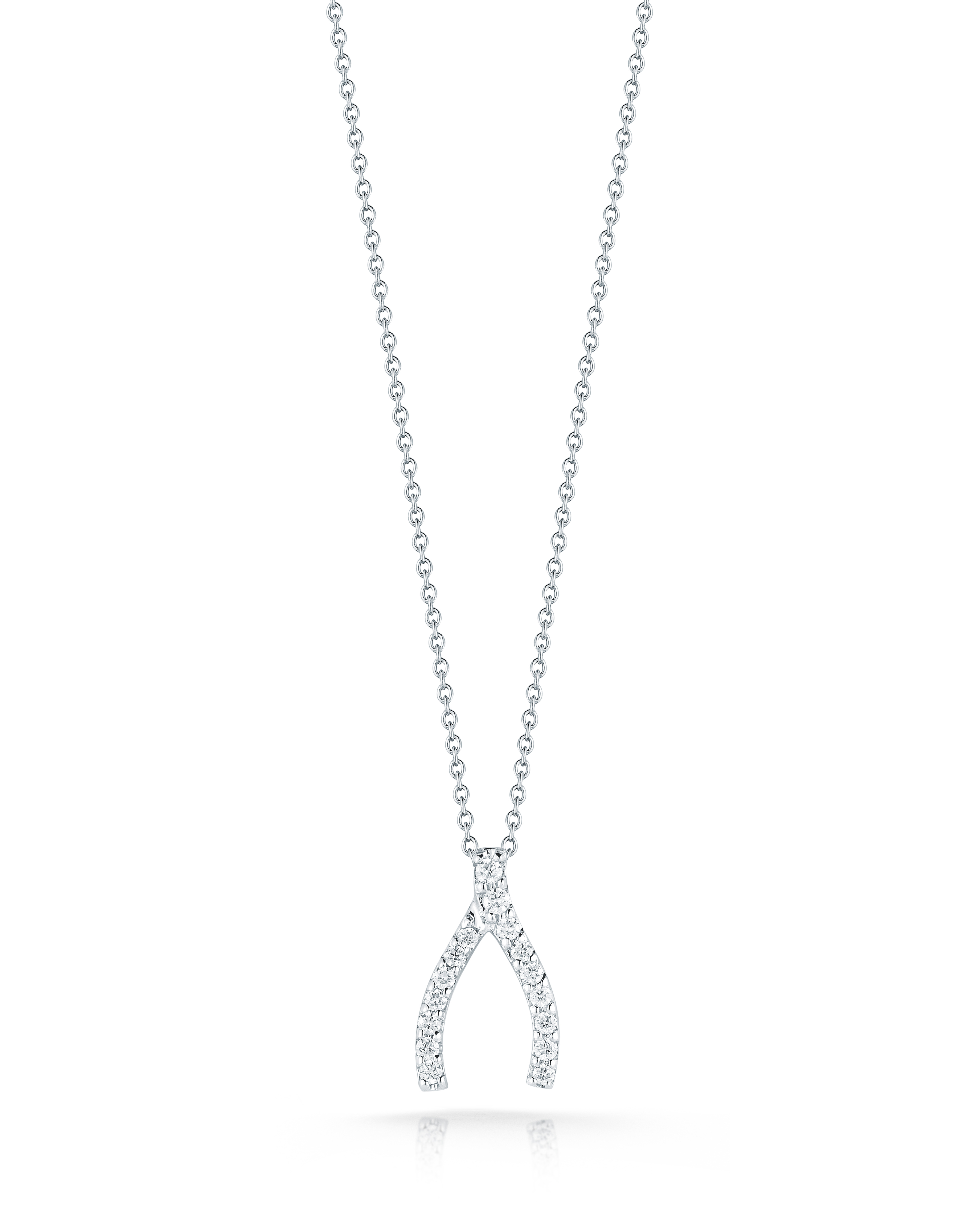18k White Gold Tiny Treasures Diamond Wishbone Necklace