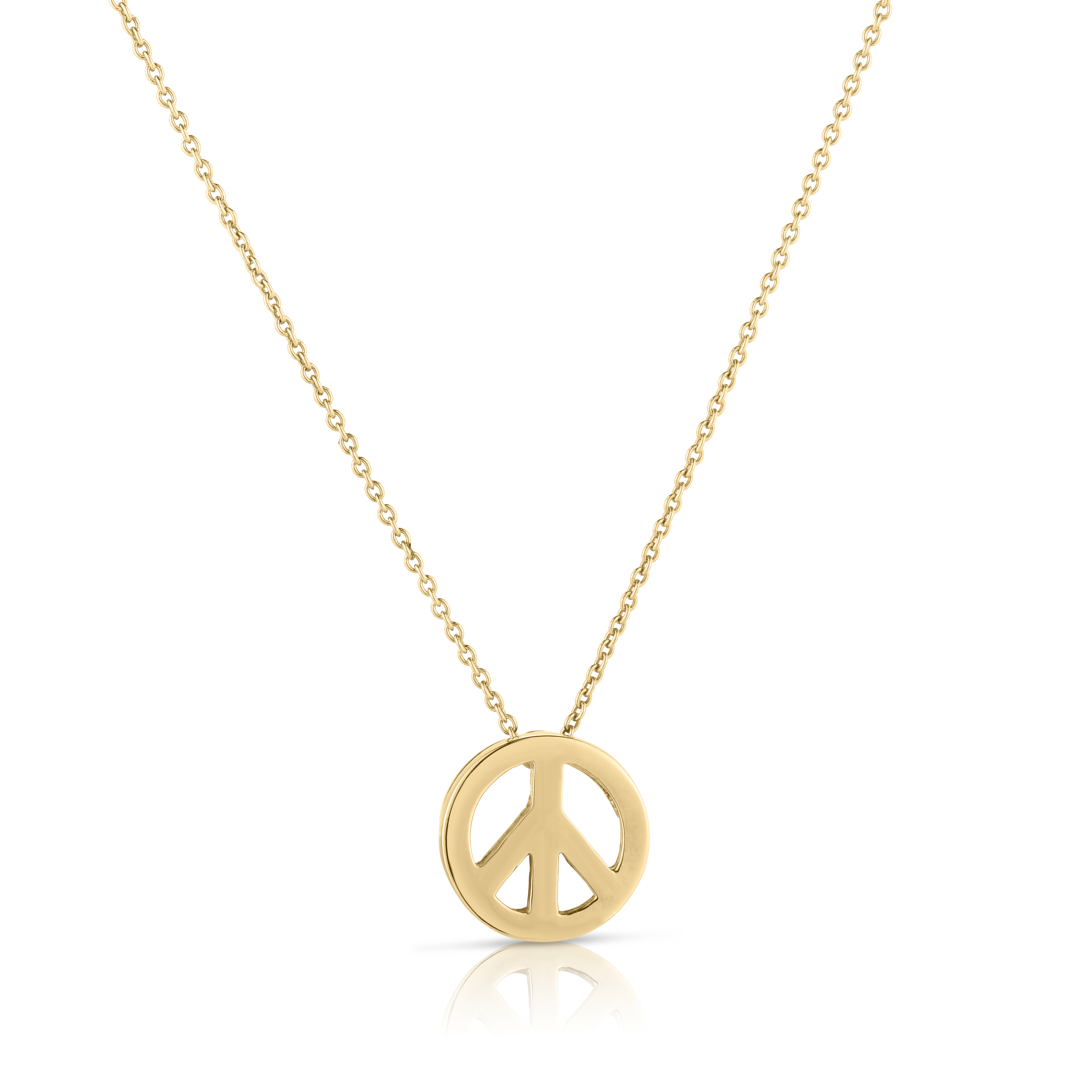18k Yellow Gold Tiny Traures Peace Sign Necklace