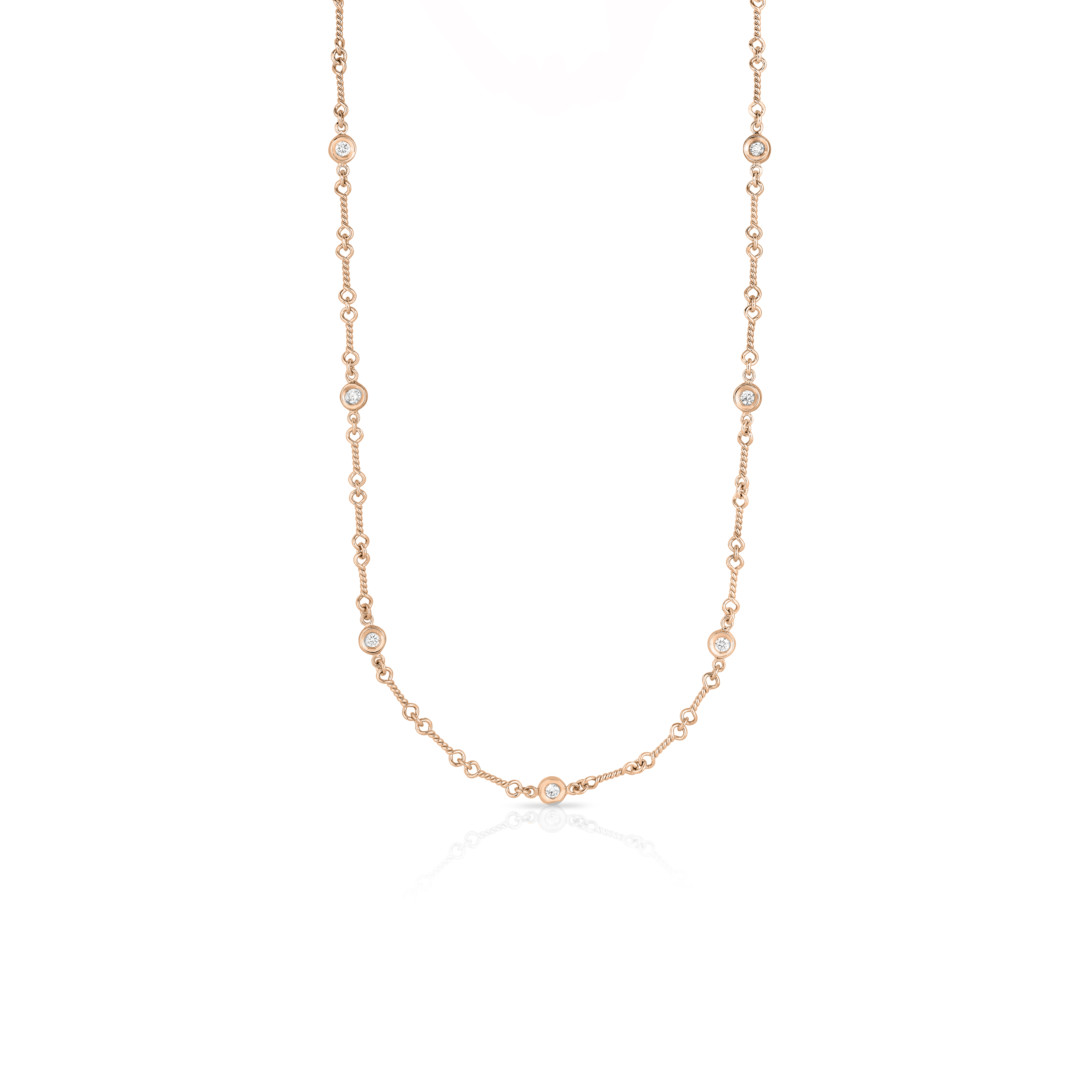 18k Rose Gold Diamonds By The Inch 7 Station Dog Bone Necklace