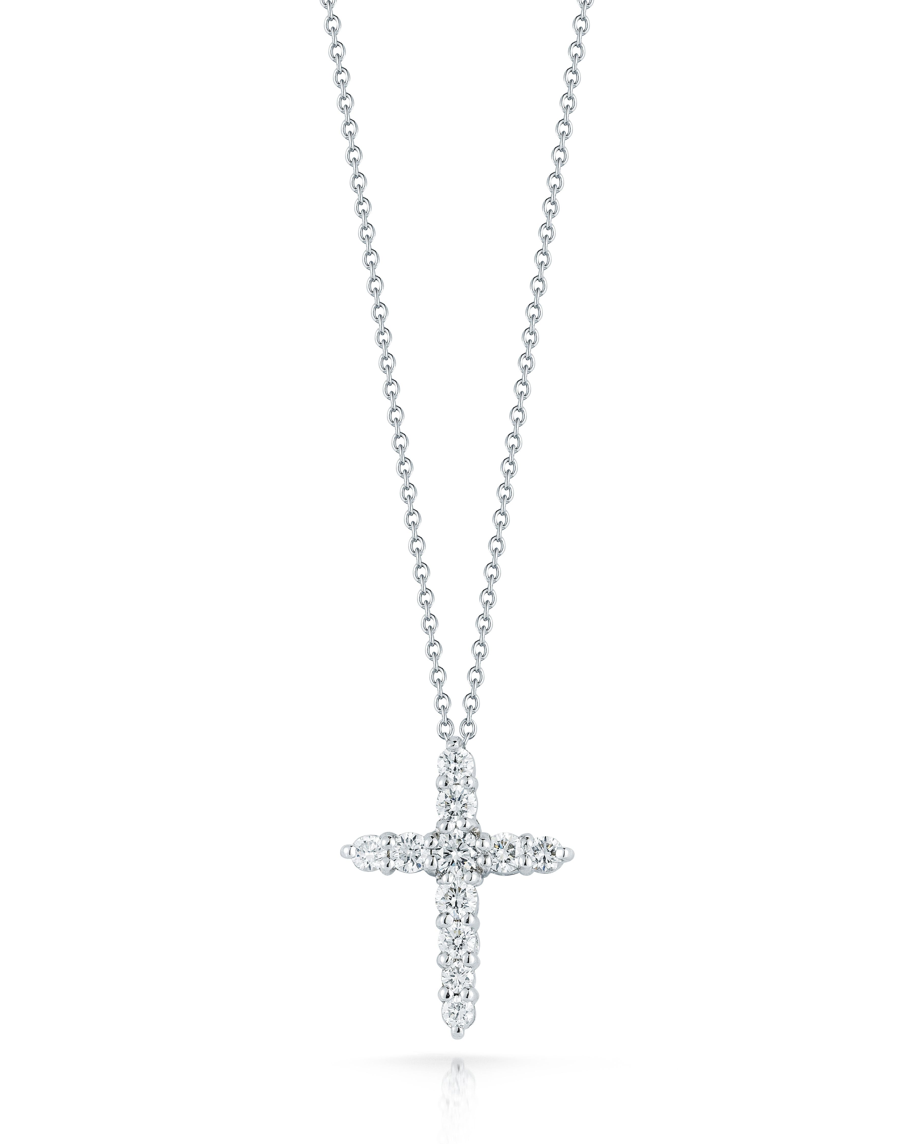18k White Gold Tiny Treasures Diamond Tapered Cross Necklace