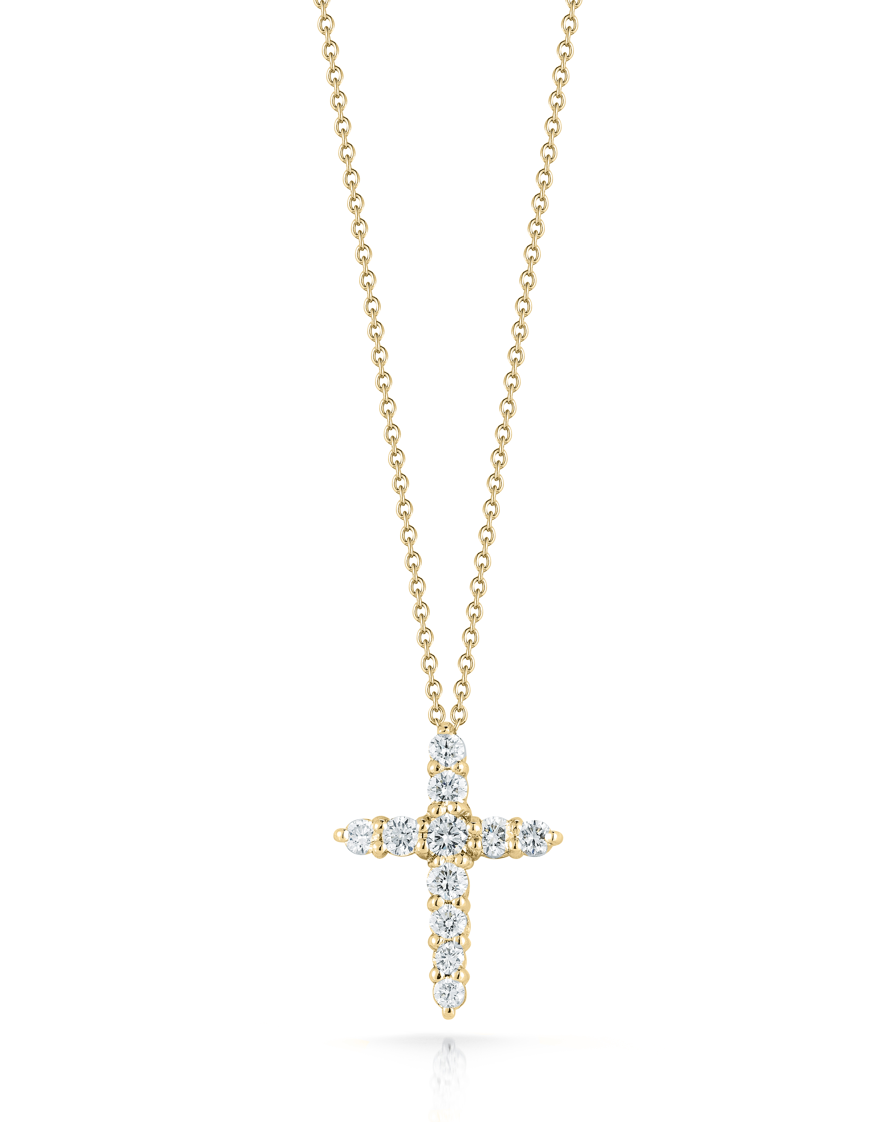18k Yellow Gold Tiny Treasures Diamond Tapered Cross Necklace