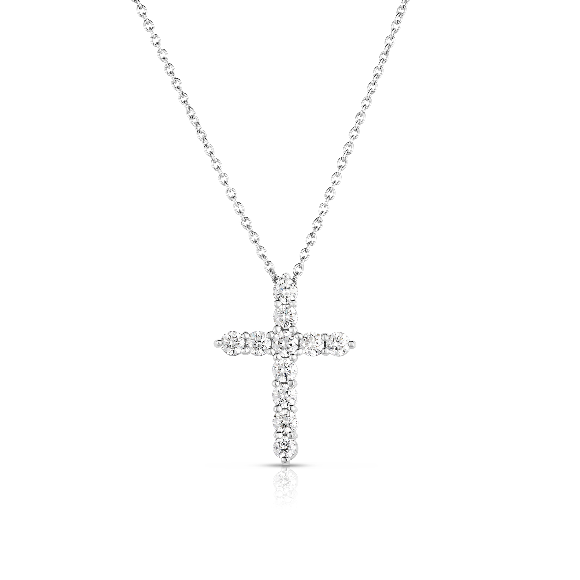 18k White Gold Tiny Treasures Diamond Cross Necklace
