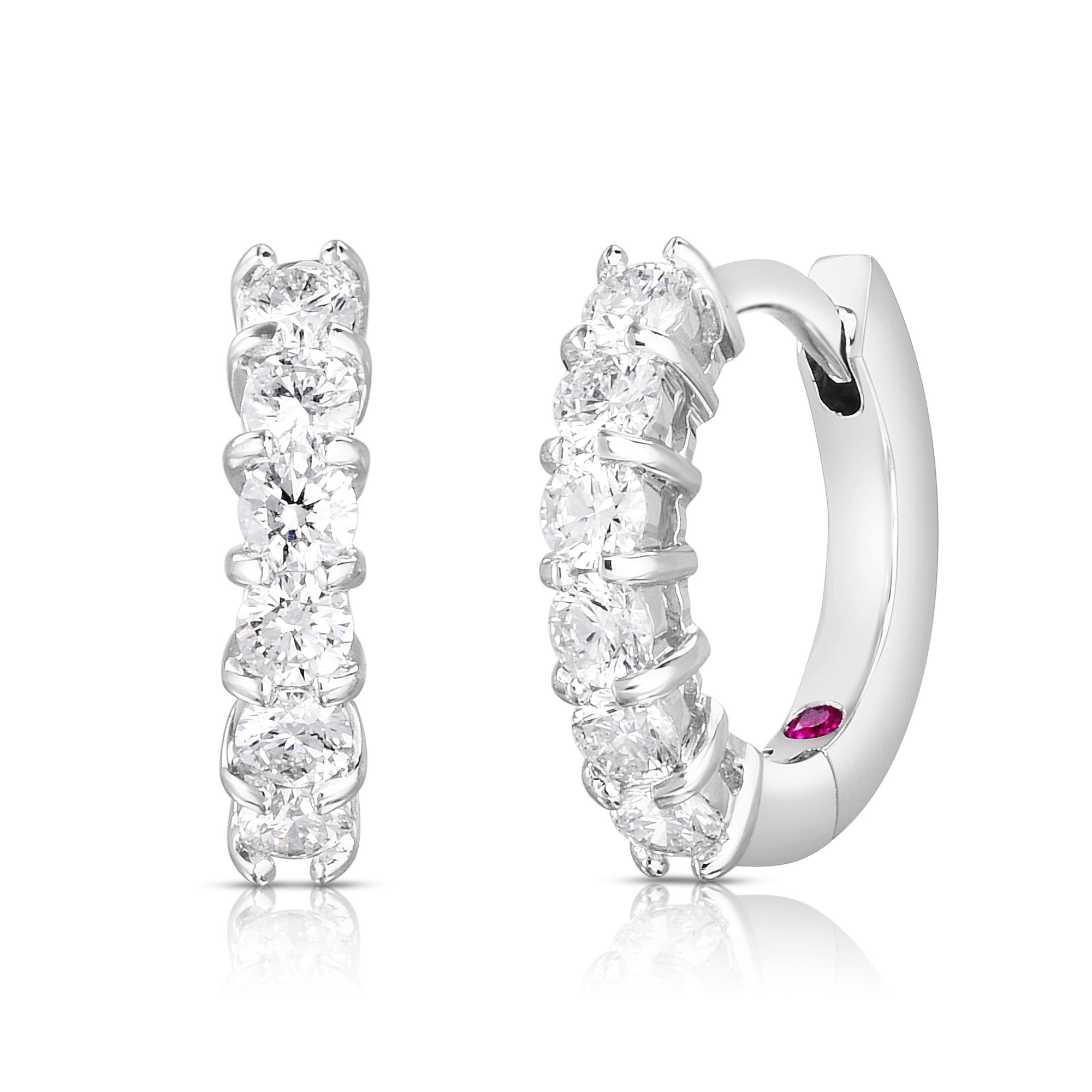 18k White Gold The Perfect Diamond Hoop® Huggy Earrings