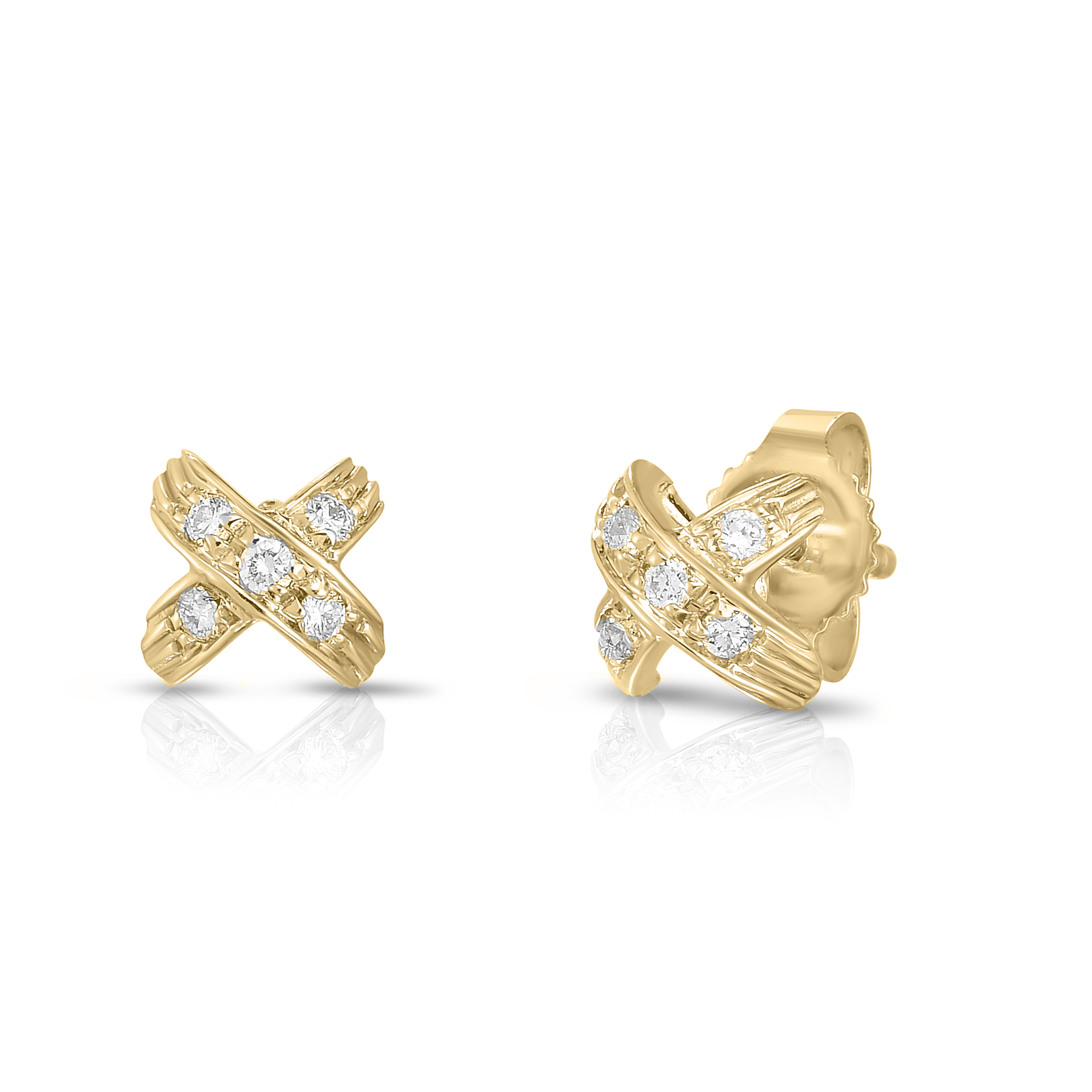 18k Yellow Gold Tiny Treasures 'x' Pave Earrings