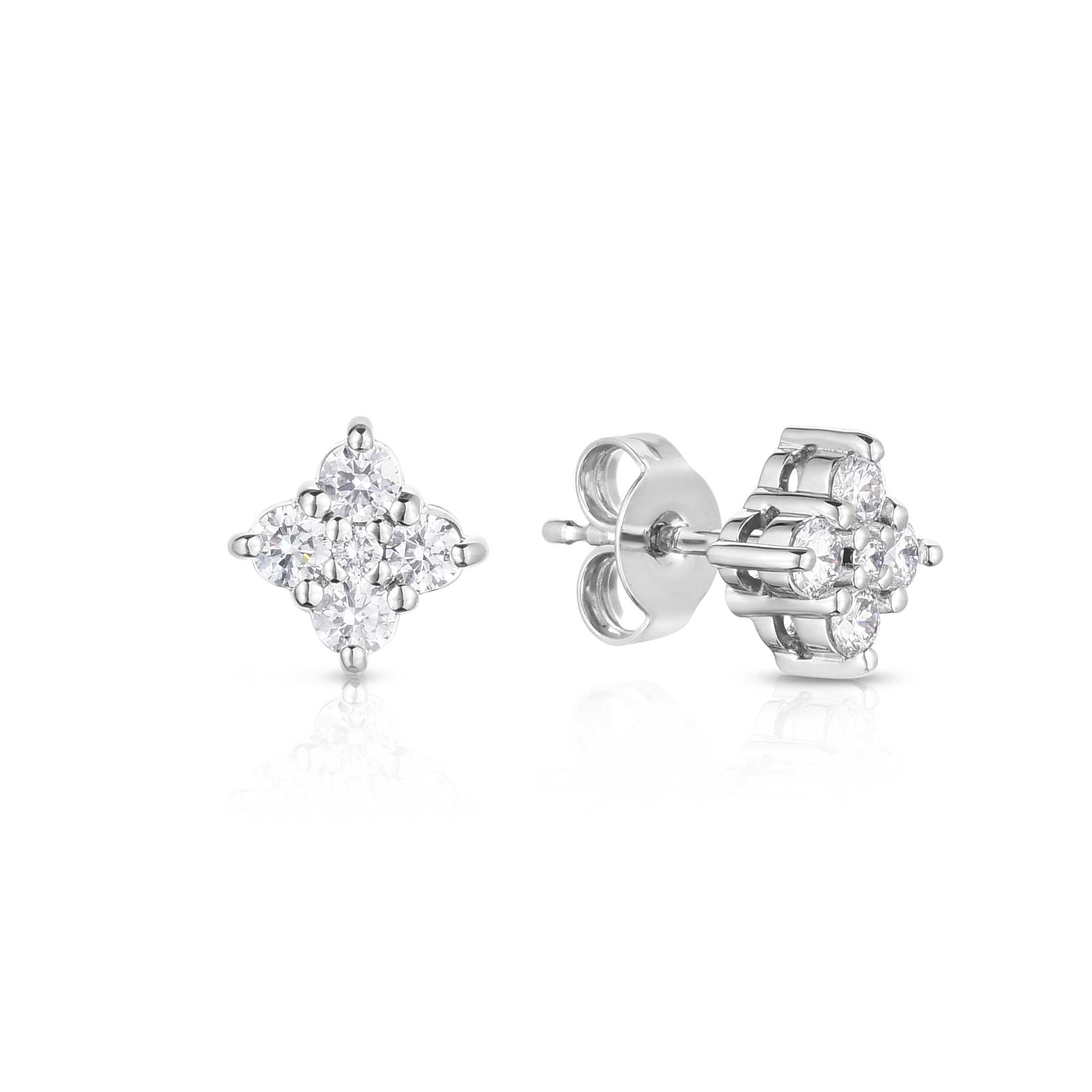 18k White Gold Tiny Treasures Diamond Flower Stud Earrings