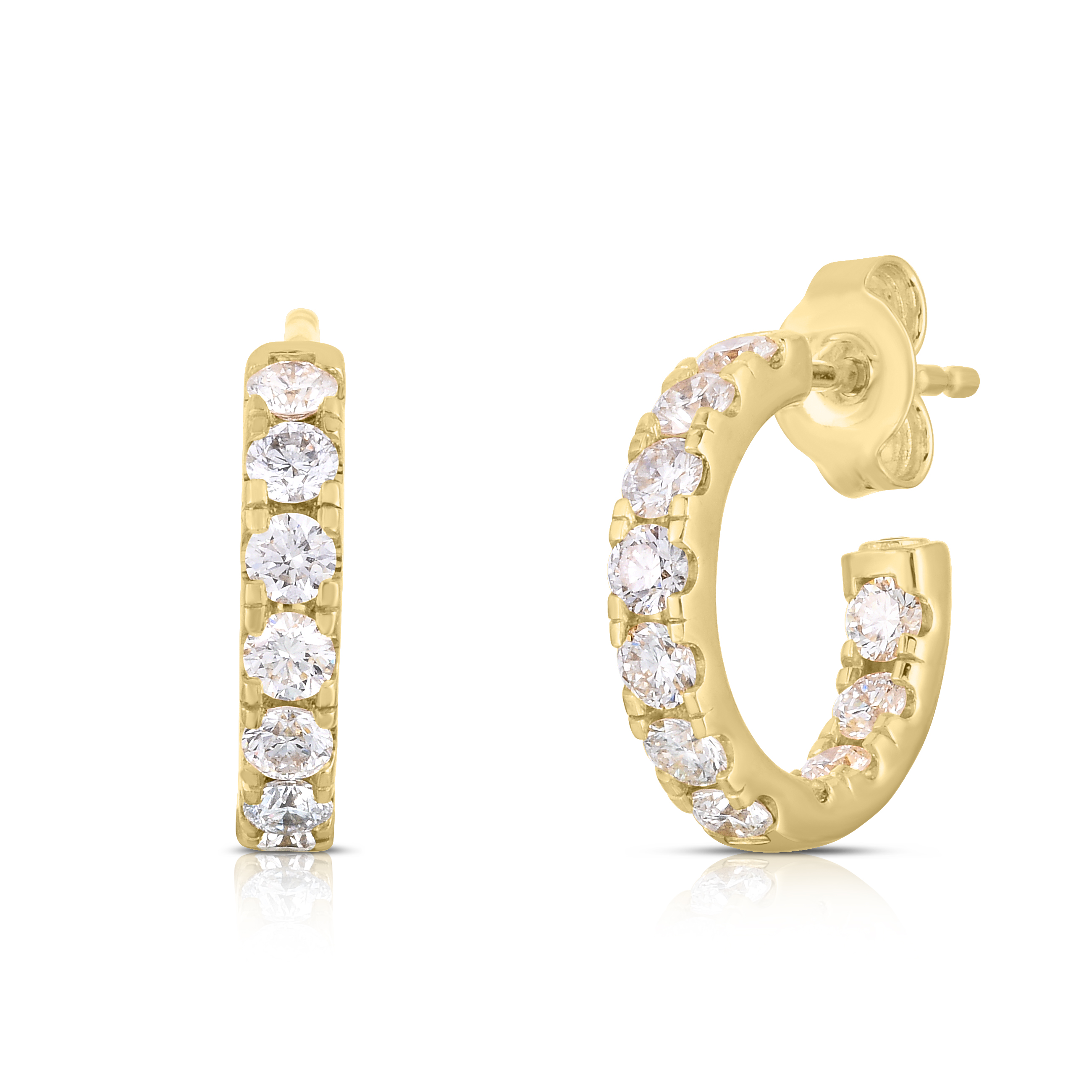 18k Yellow Gold The Perfect Diamond Hoop® Petite Open Back Earrings